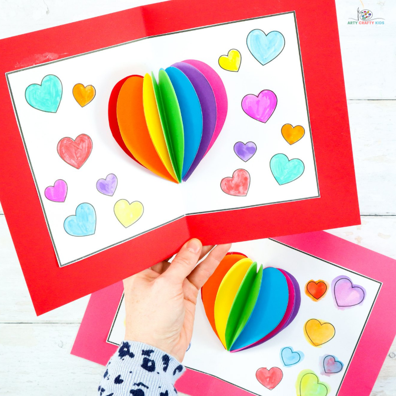Heart Pop Up Card For Valentine s Day Arty Crafty Kids