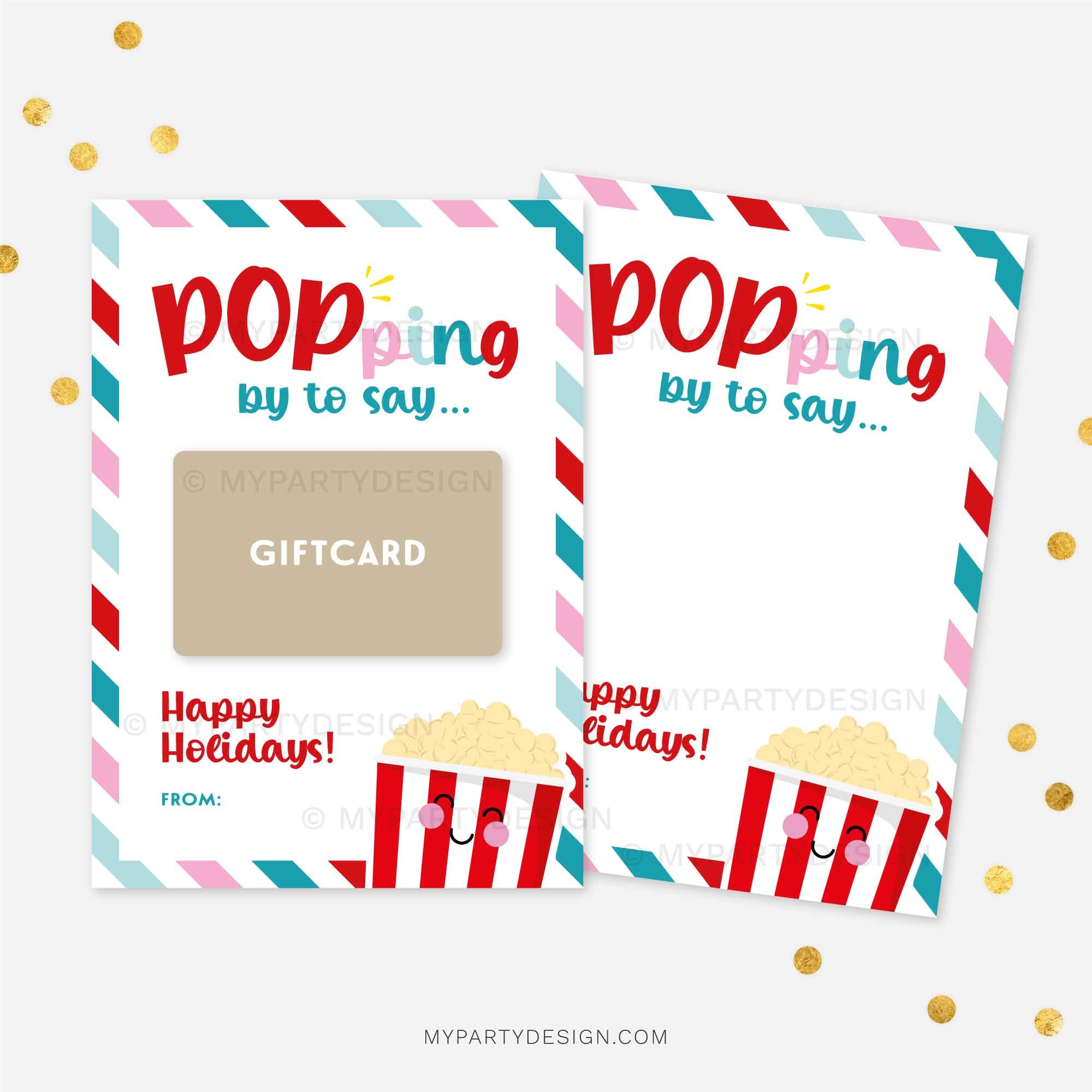 Holiday Movie Gift Card Holder Printable PDF My Party Design