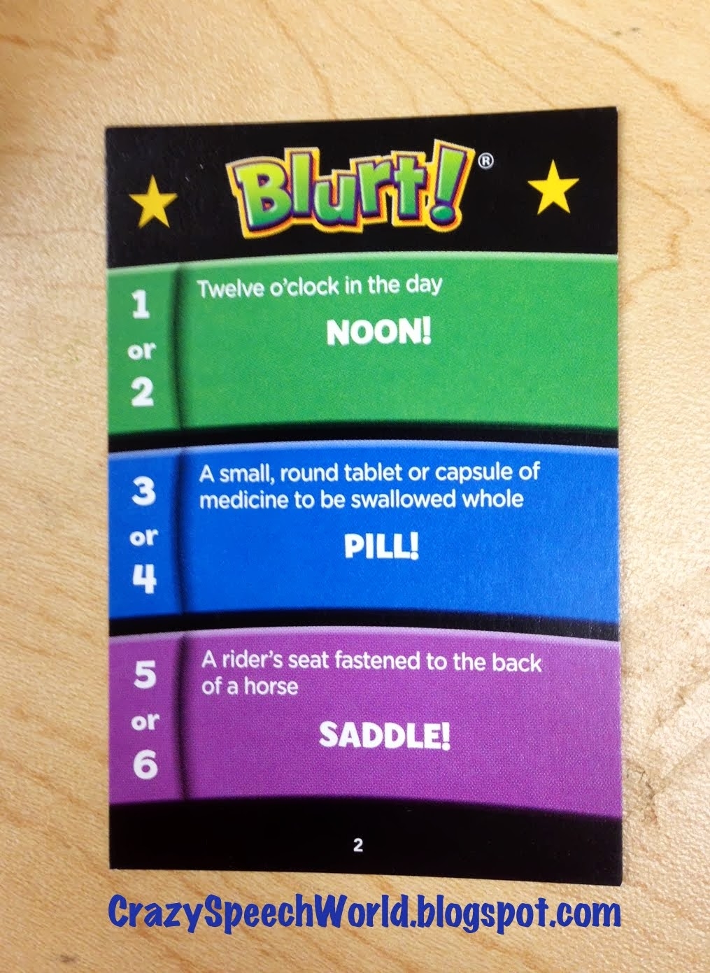 printable blurt cards