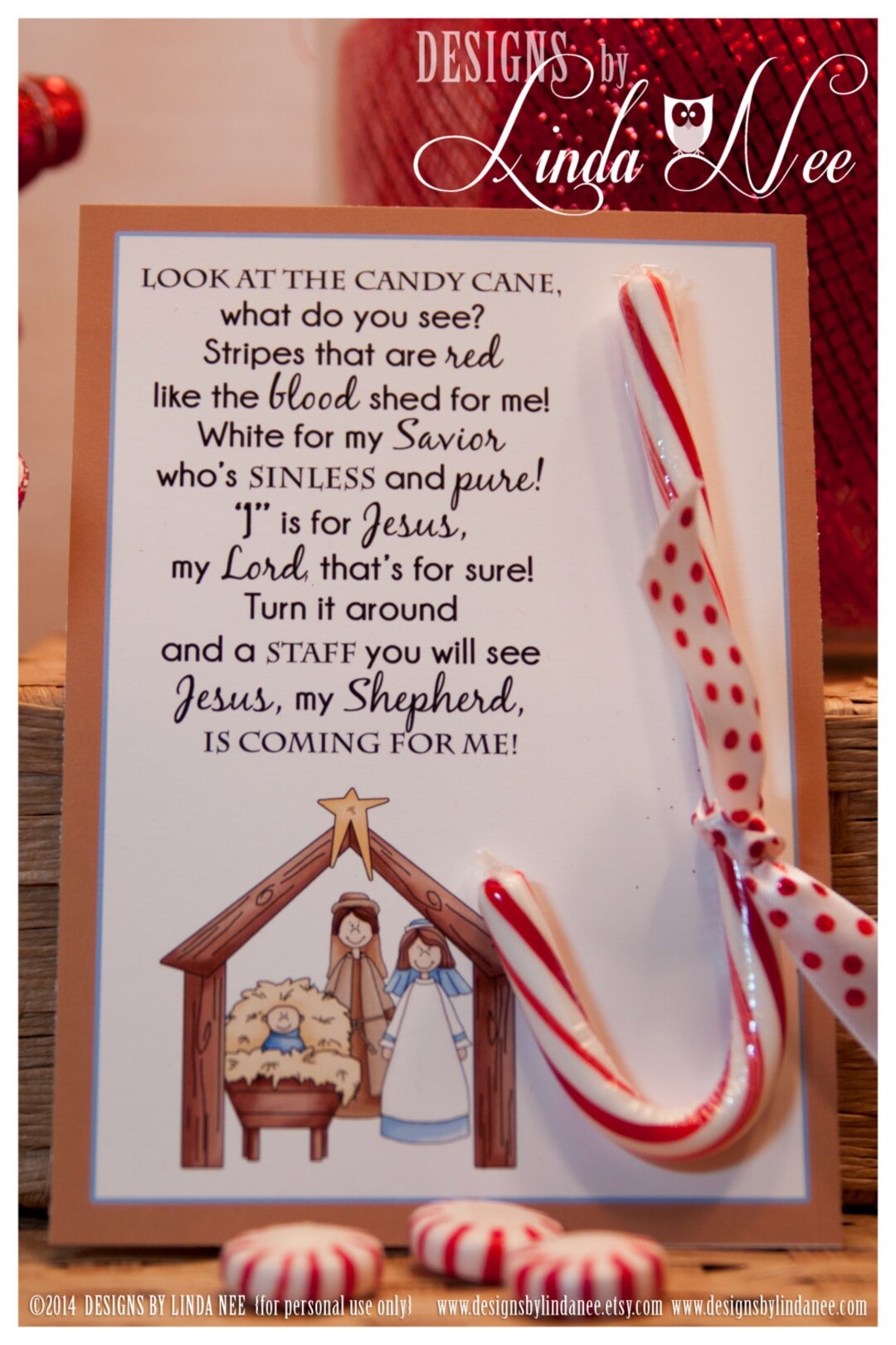 Legend Of The Candy Cane Nativity Card Printable Christian Card For Witnessing At Christmas Jesus Is The Reason For The Season Printable Etsy