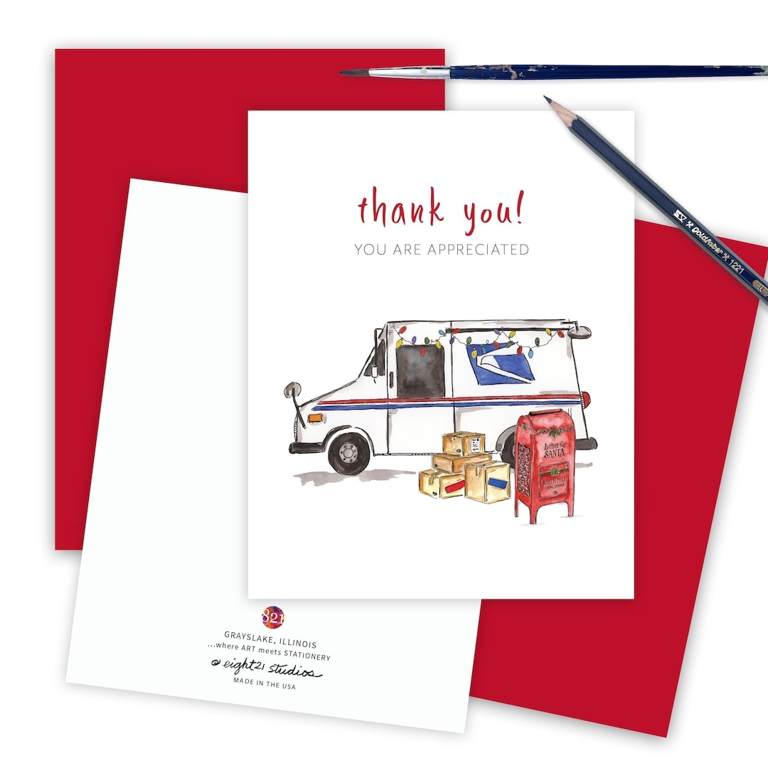 Mail Carrier Thank You Service Appreciation Merry Christmas Card Thank You Appreciation Worker Holiday Service Person Gift Thank You Card Etsy
