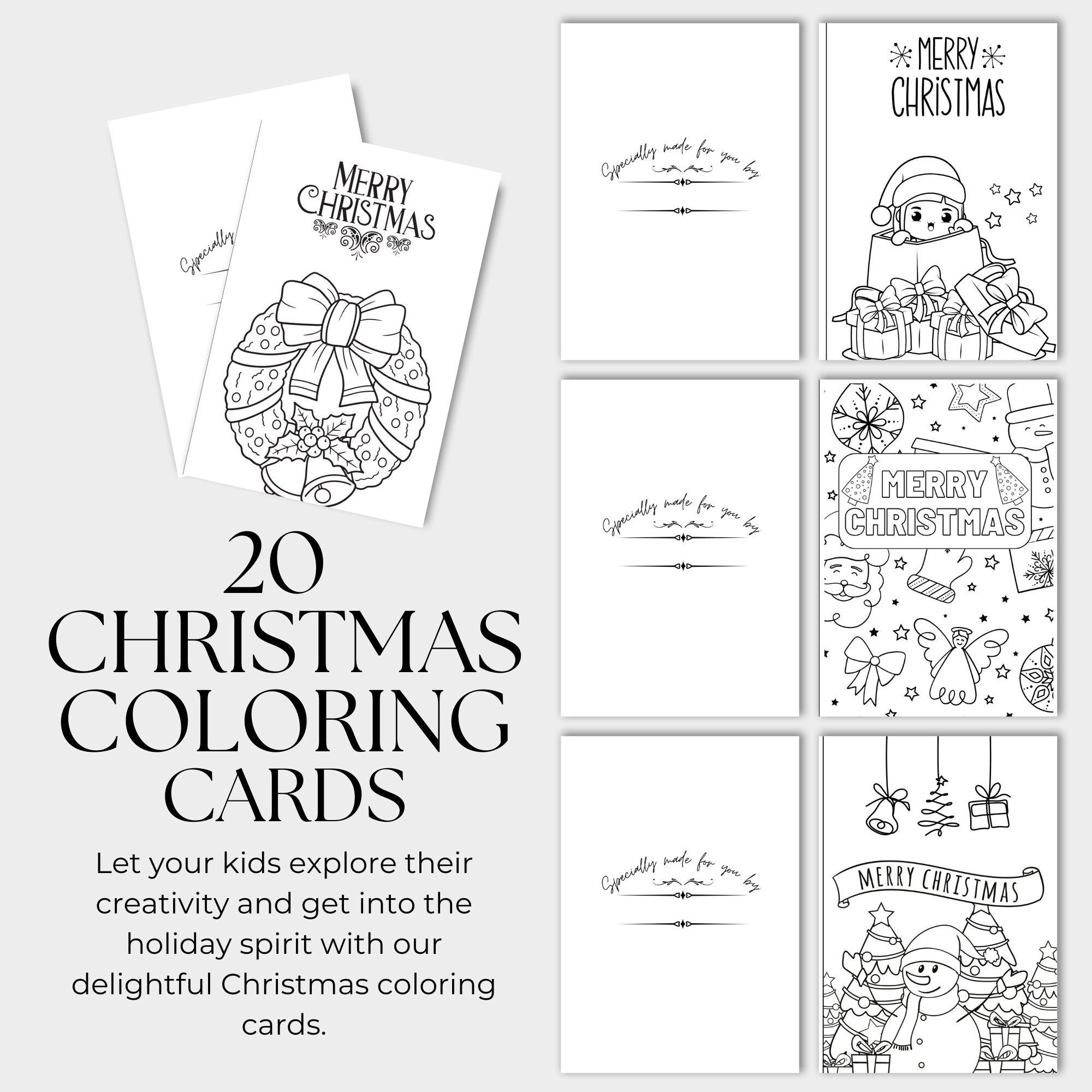 Make This Christmas Extra Special With Our Fun Color in Cards For Kids Instant Download 20 Pages Etsy