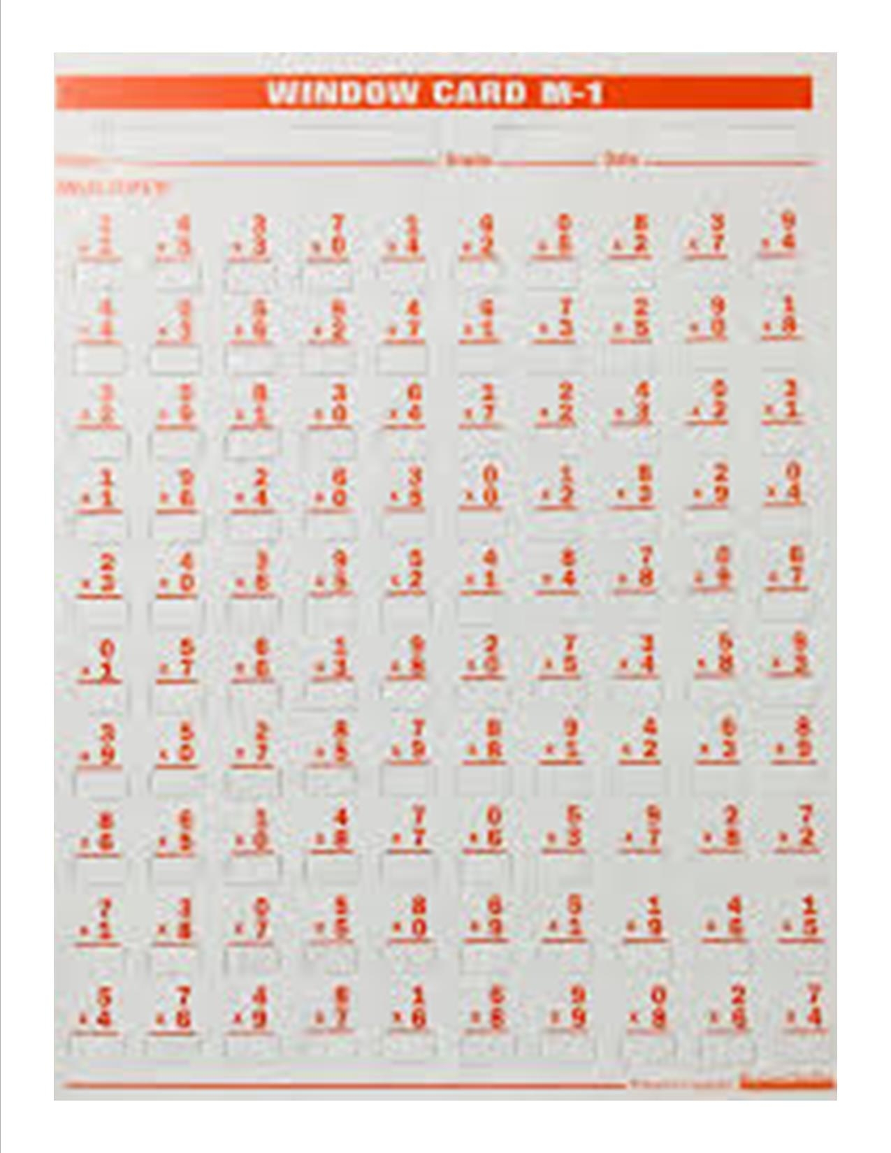 multiplication window card printable