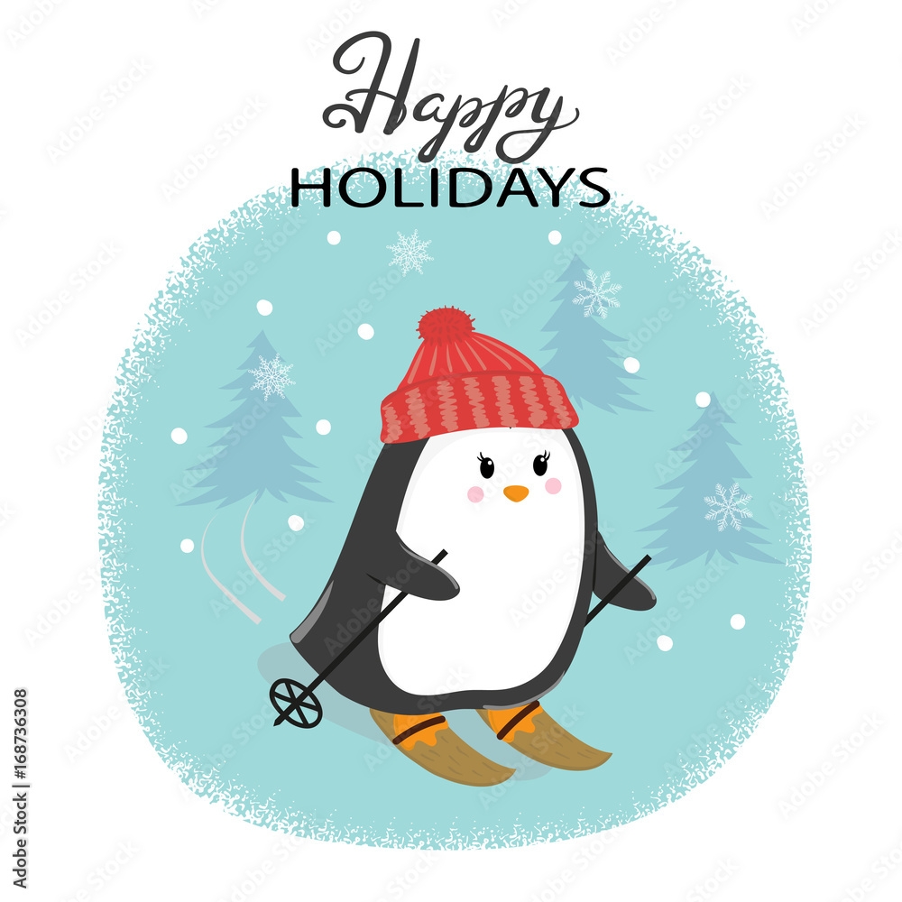 penguin christmas card printable