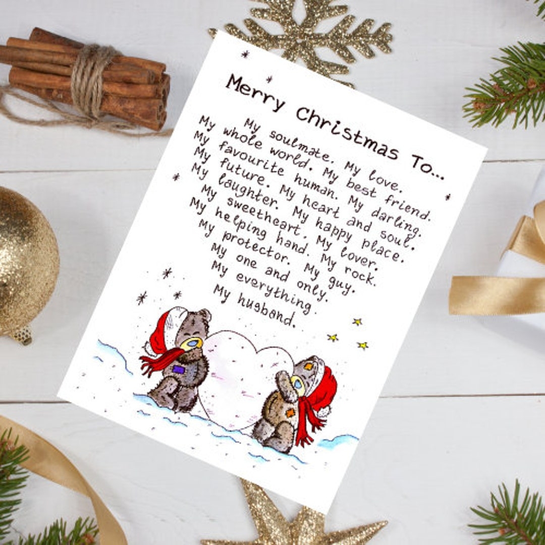 Merry Christmas To My Husband Printable Gift Card Message Christmas Card For Husband Christmas Love Card To Husband Digital Download Etsy
