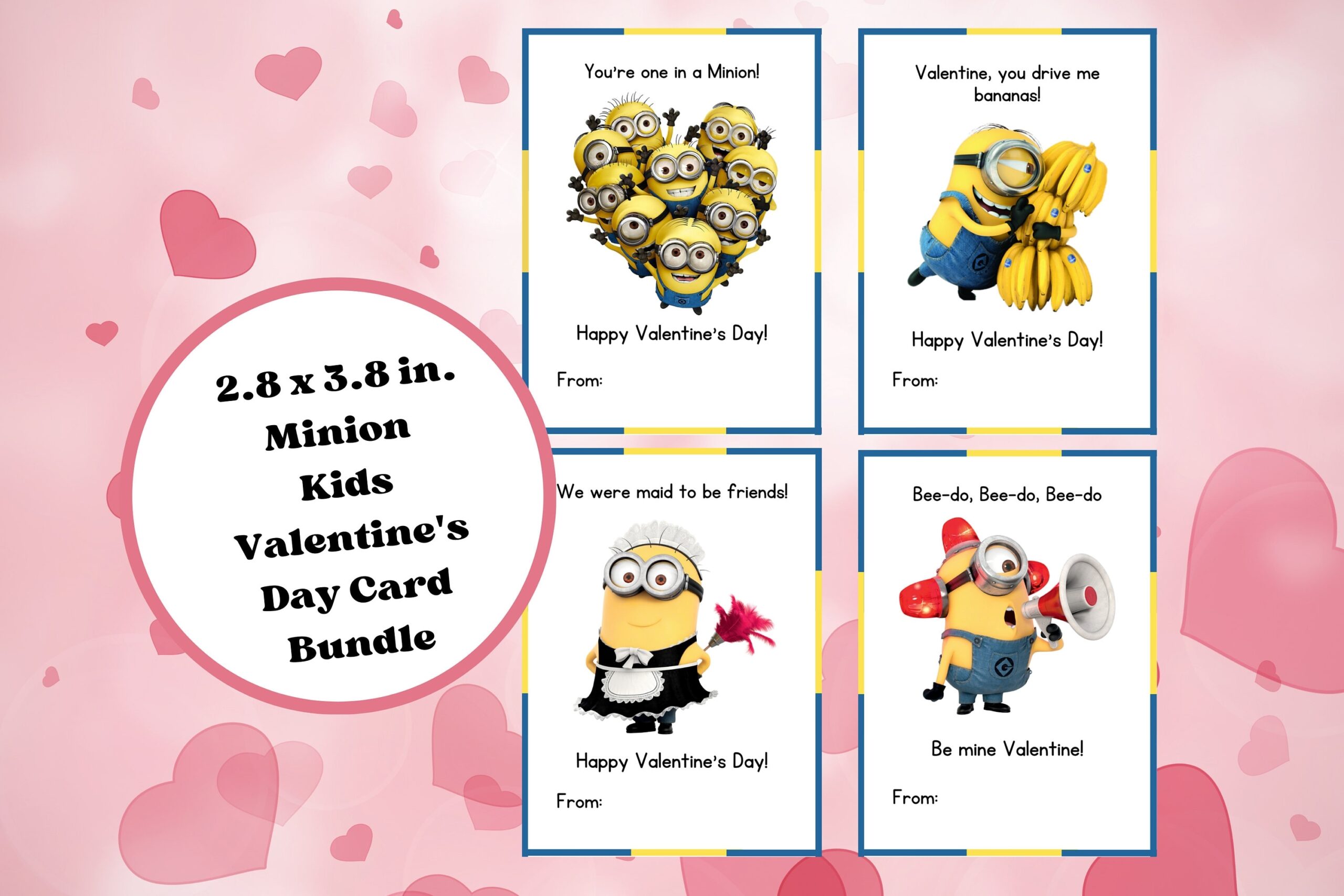 Minion Kids Valentine Cards Despicable Me Kids Valentine s Day Cards Valentine Cards Digital Valentine Digital Print Etsy Canada