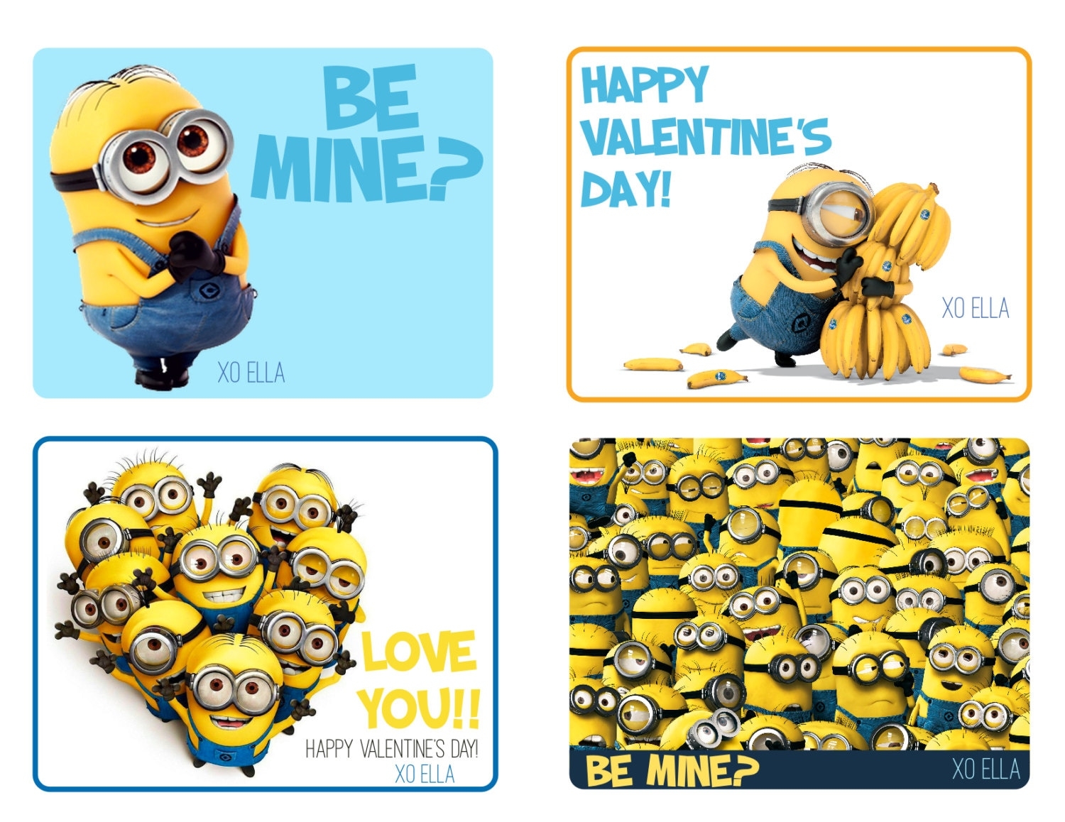 minion printable valentine cards