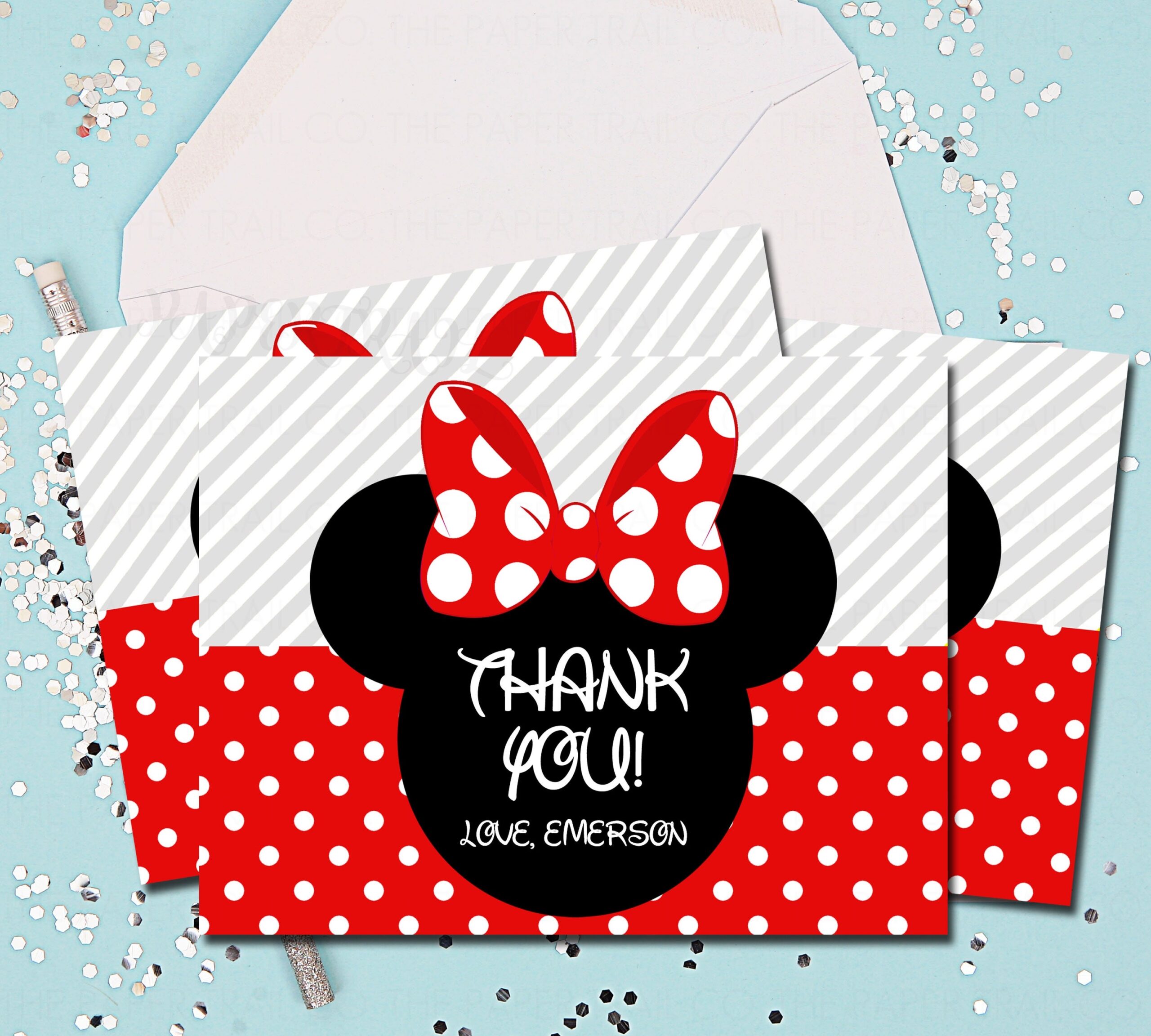 minnie mouse thank you cards printable
