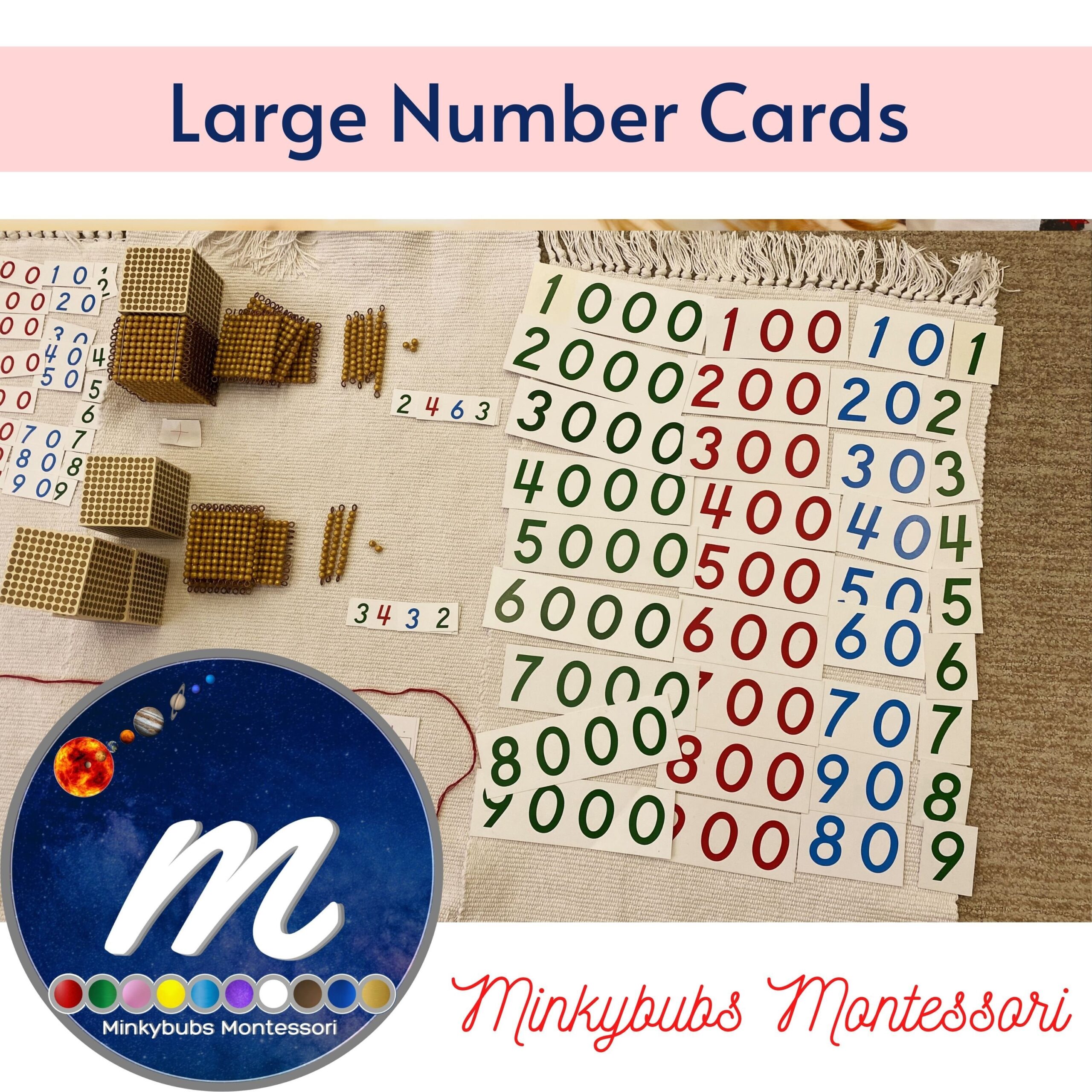 Montessori Math Large Number Cards Printable Material Print And Go Etsy