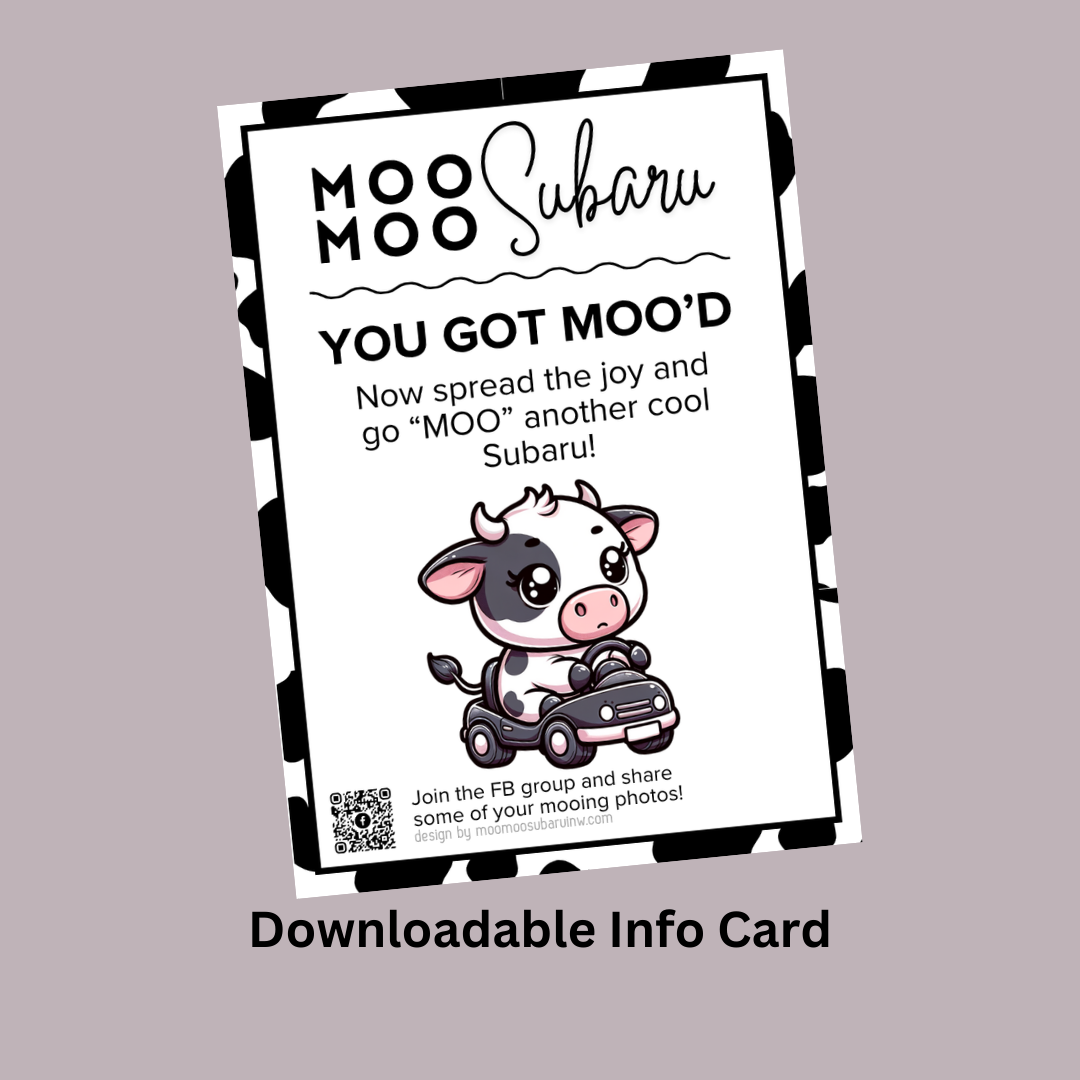 Moo Moo Subaru Card Driving Moo Download U0026 Print