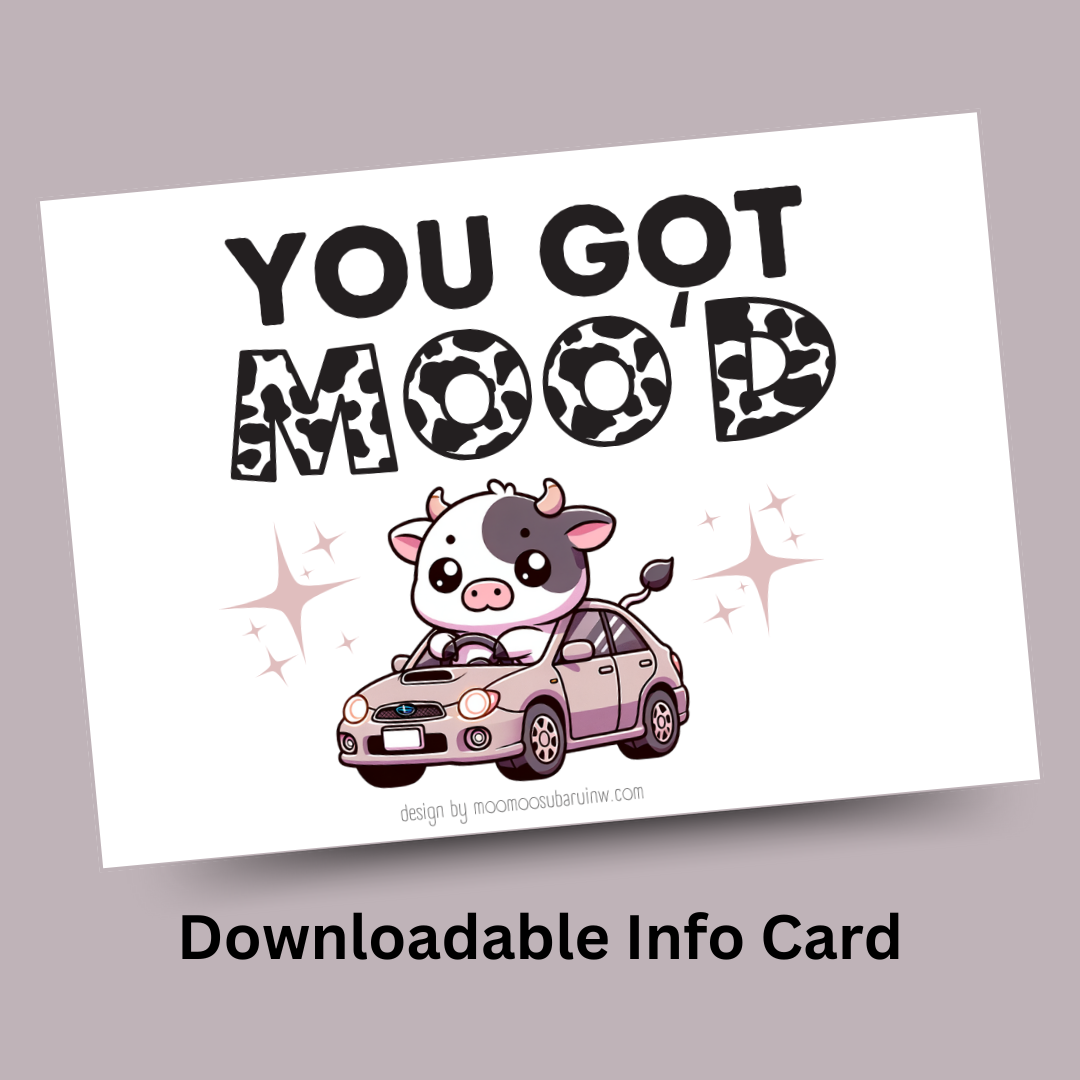 Moo Moo Subaru Card Subamoo Driving Download U0026 Print