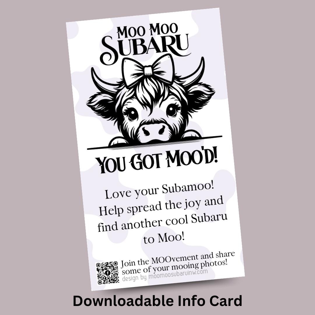 Moo Moo Subaru Printable Cards Etsy