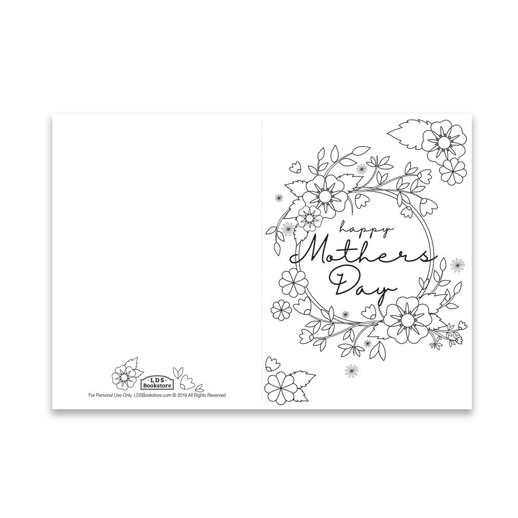 mothers day card printable colouring