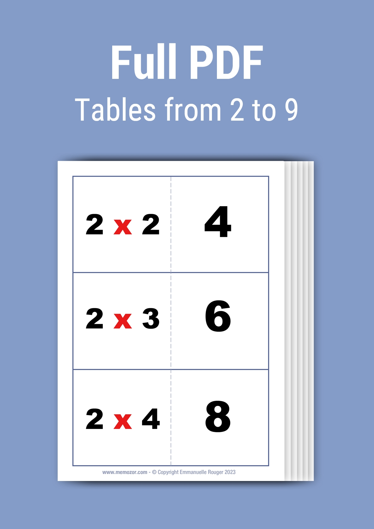 multiplication flash cards free printable pdf