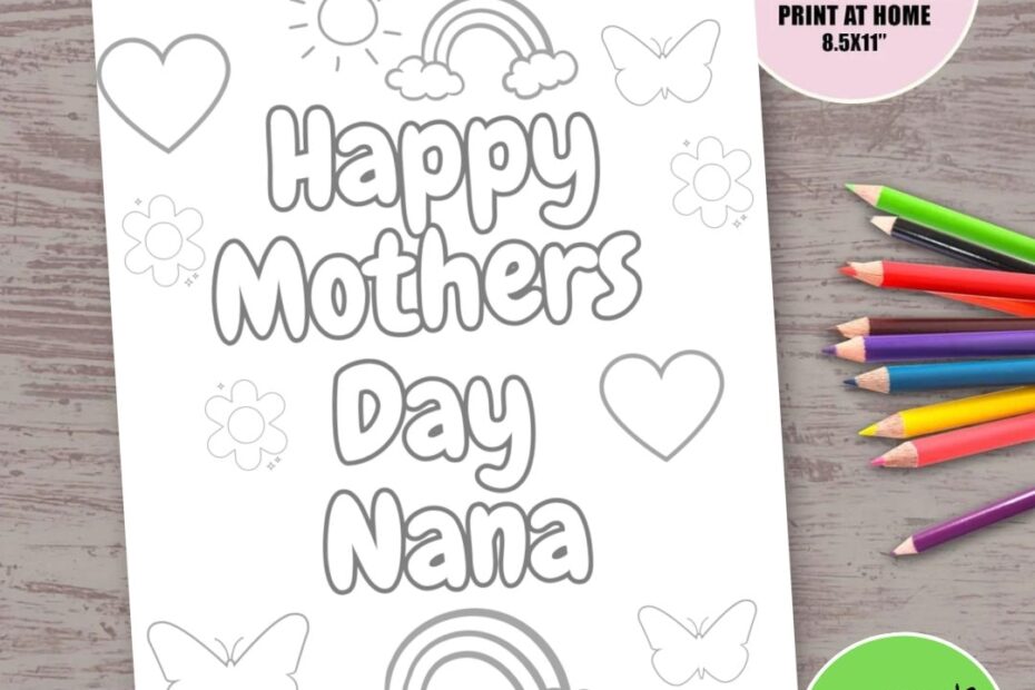 Nana Mothers Day Coloring Coloring Pages DIY Mothers Day For Nana Mother s Day From Grandkids From Grandchild Handmade Gift For Nana Etsy