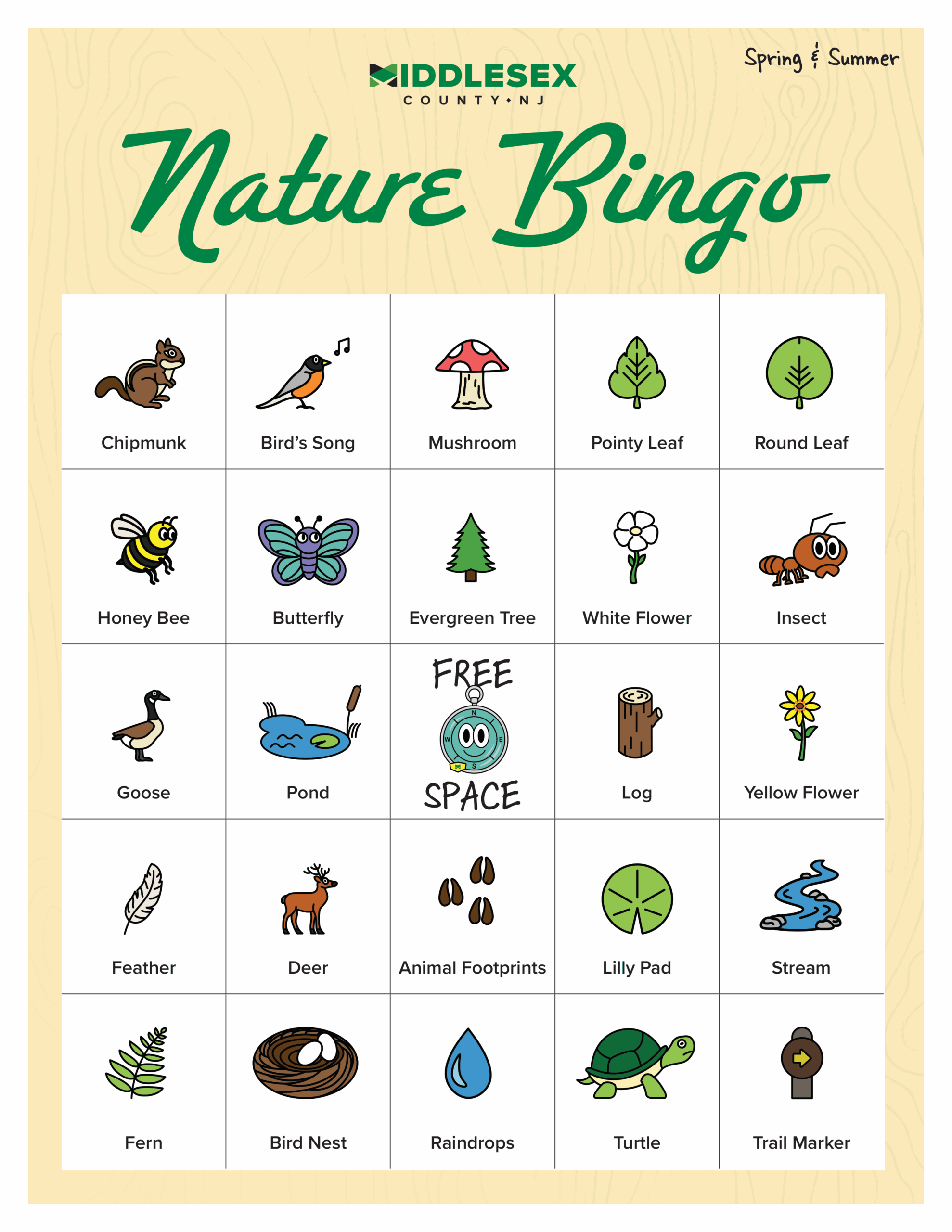 Nature Bingo Discover Middlesex
