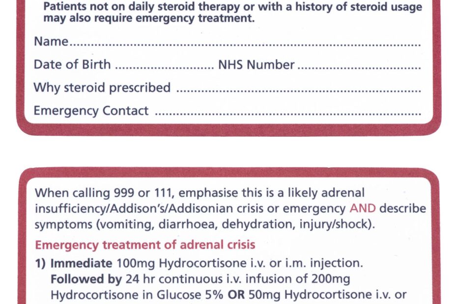 NHS Steroid Emergency Card