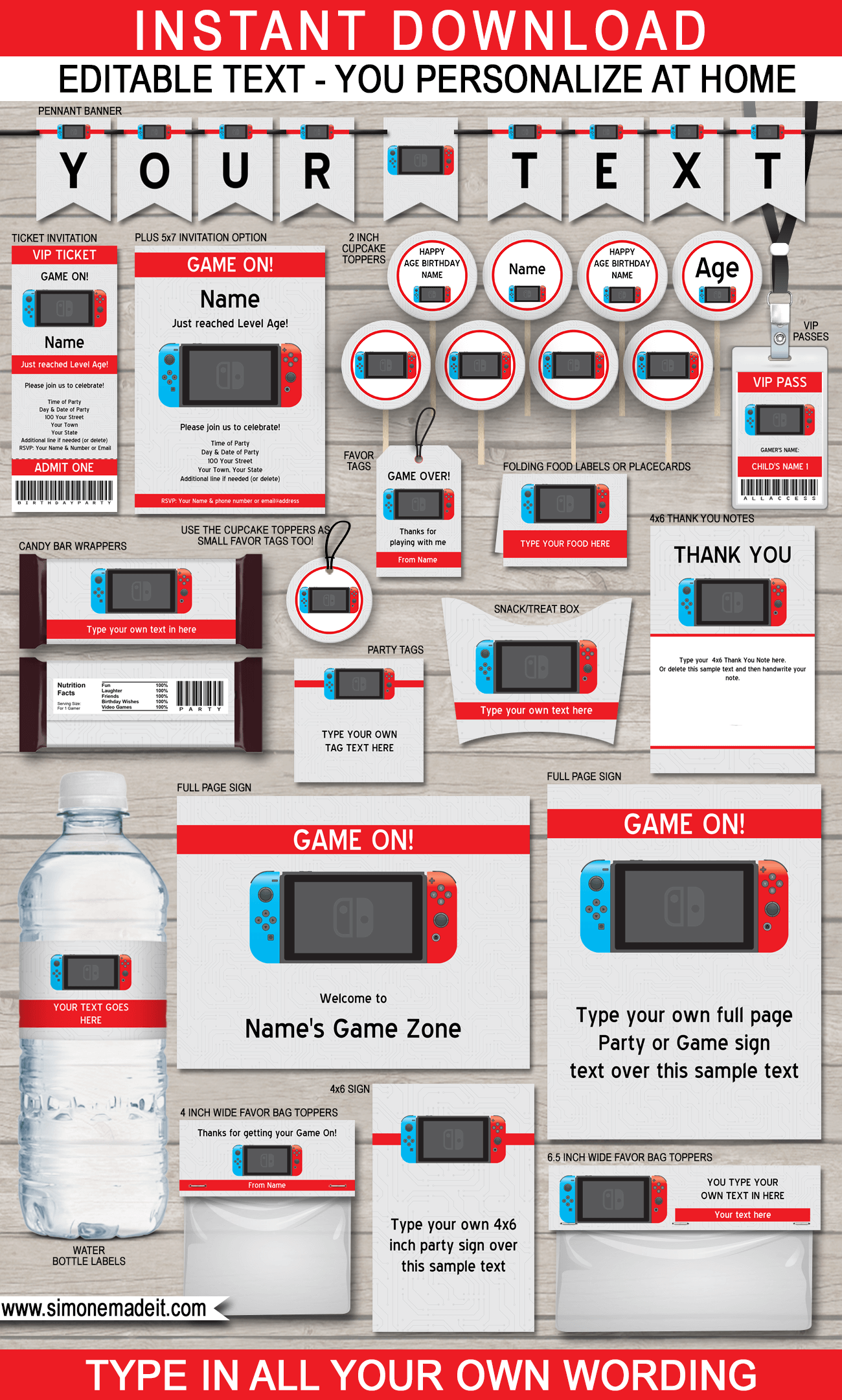 Nintendo Switch Party Printables Invitations U0026 Decorations Video Game