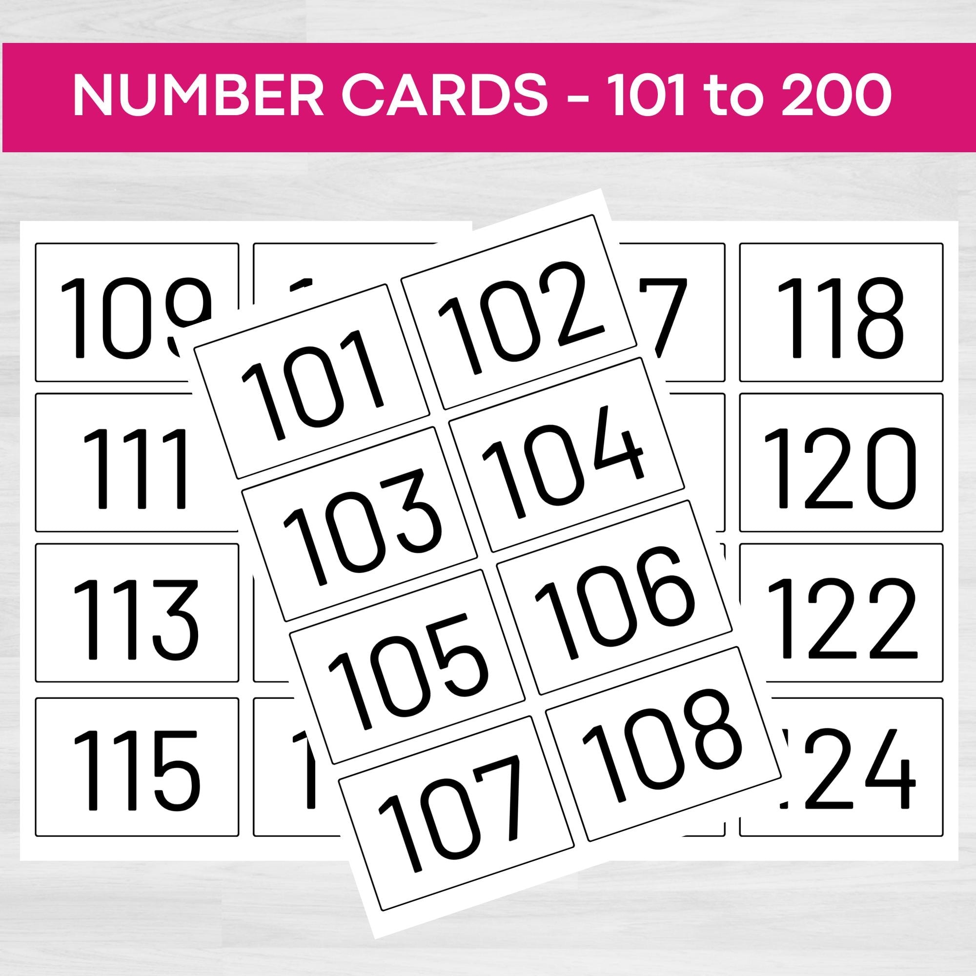 Number Cards 101 To 200 Number Flash Cards Printable Numeracy 