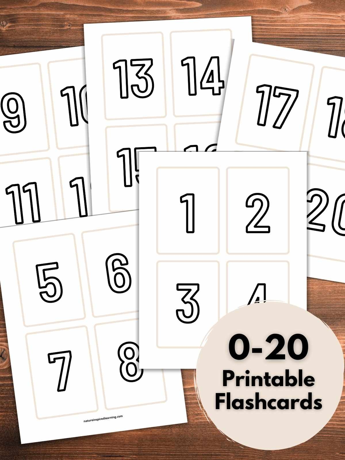 number cards 0-20 free printable