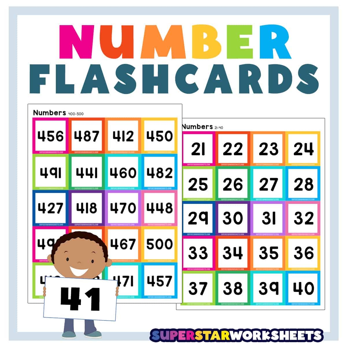 number cards 1 40 printable