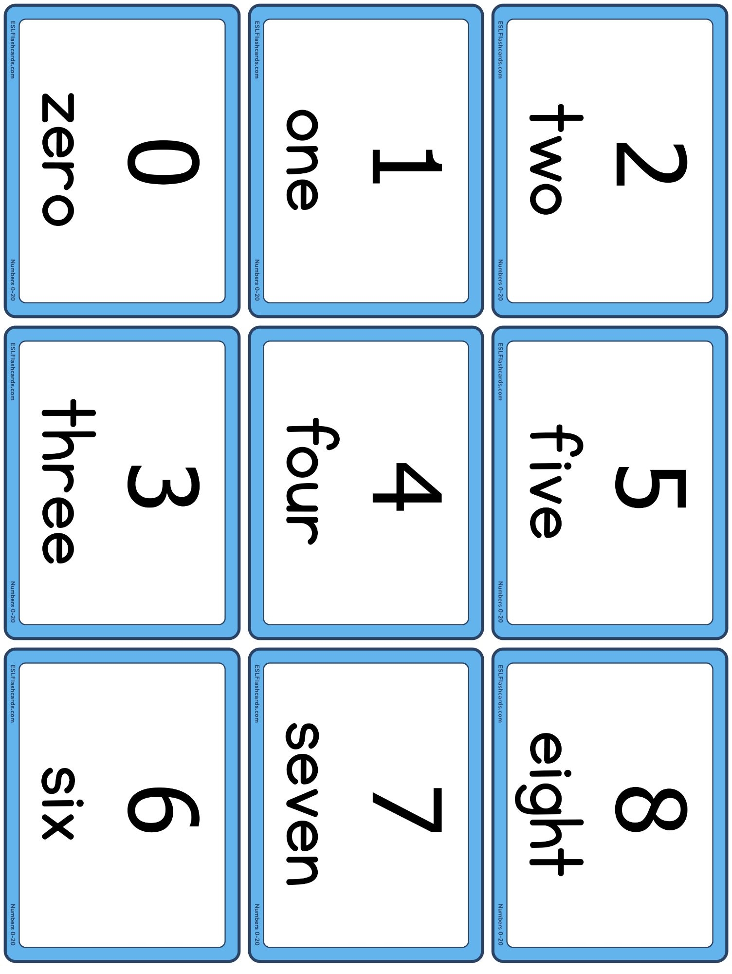 number cards 1-5 printable