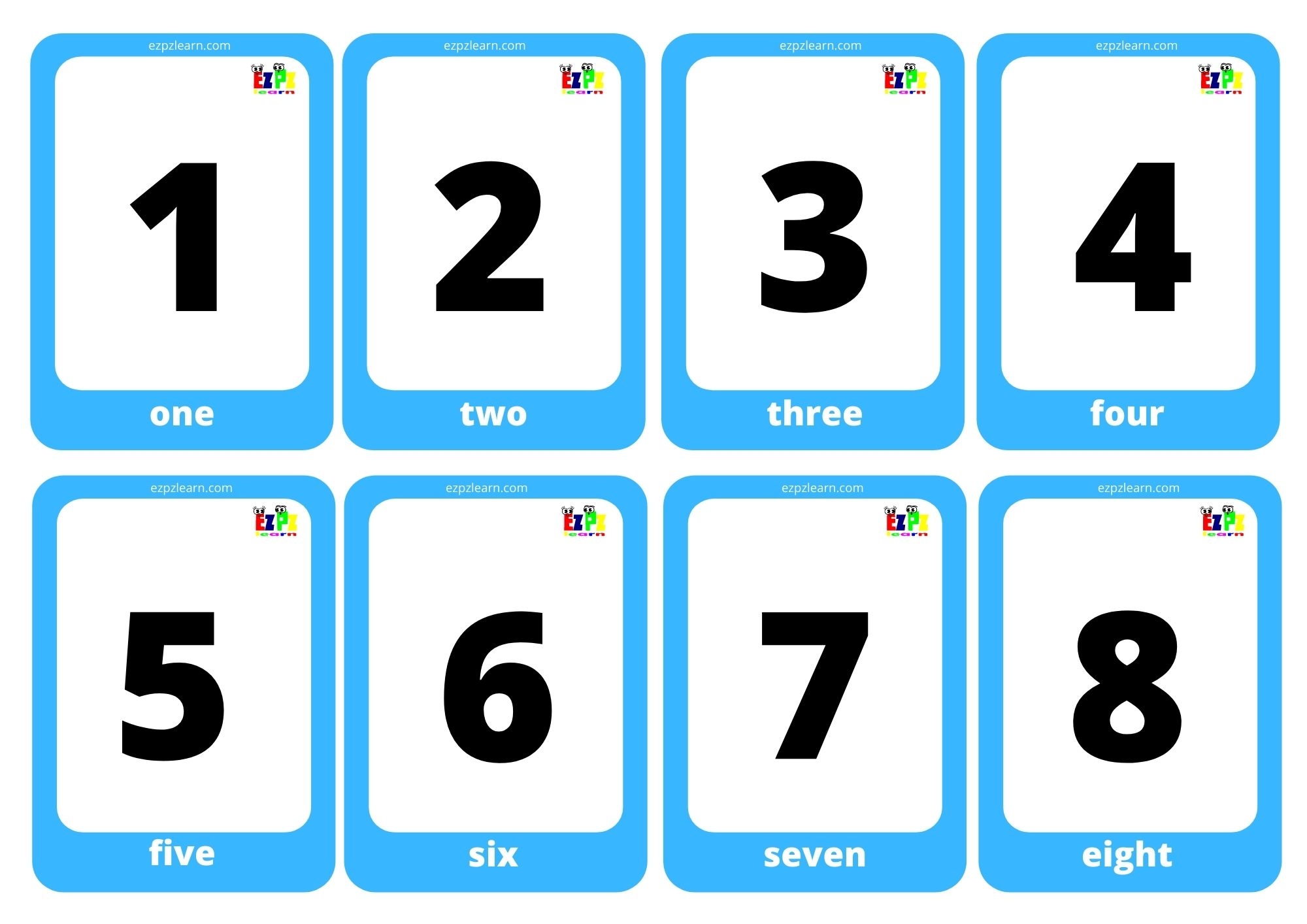 Numbers Game Cards Mini Flashcards Ezpzlearn