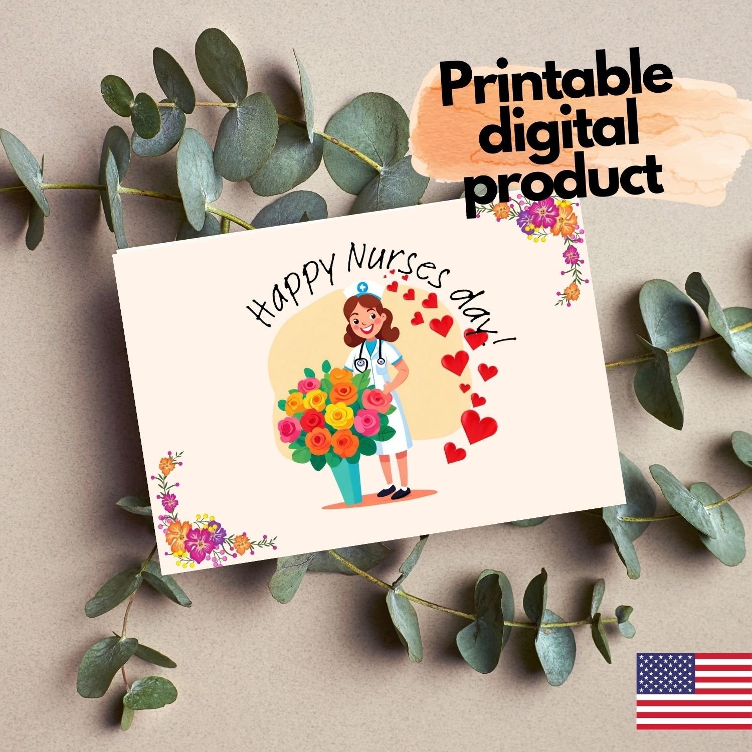 Nurse Day Printable Greeting Card A6 Size Payhip