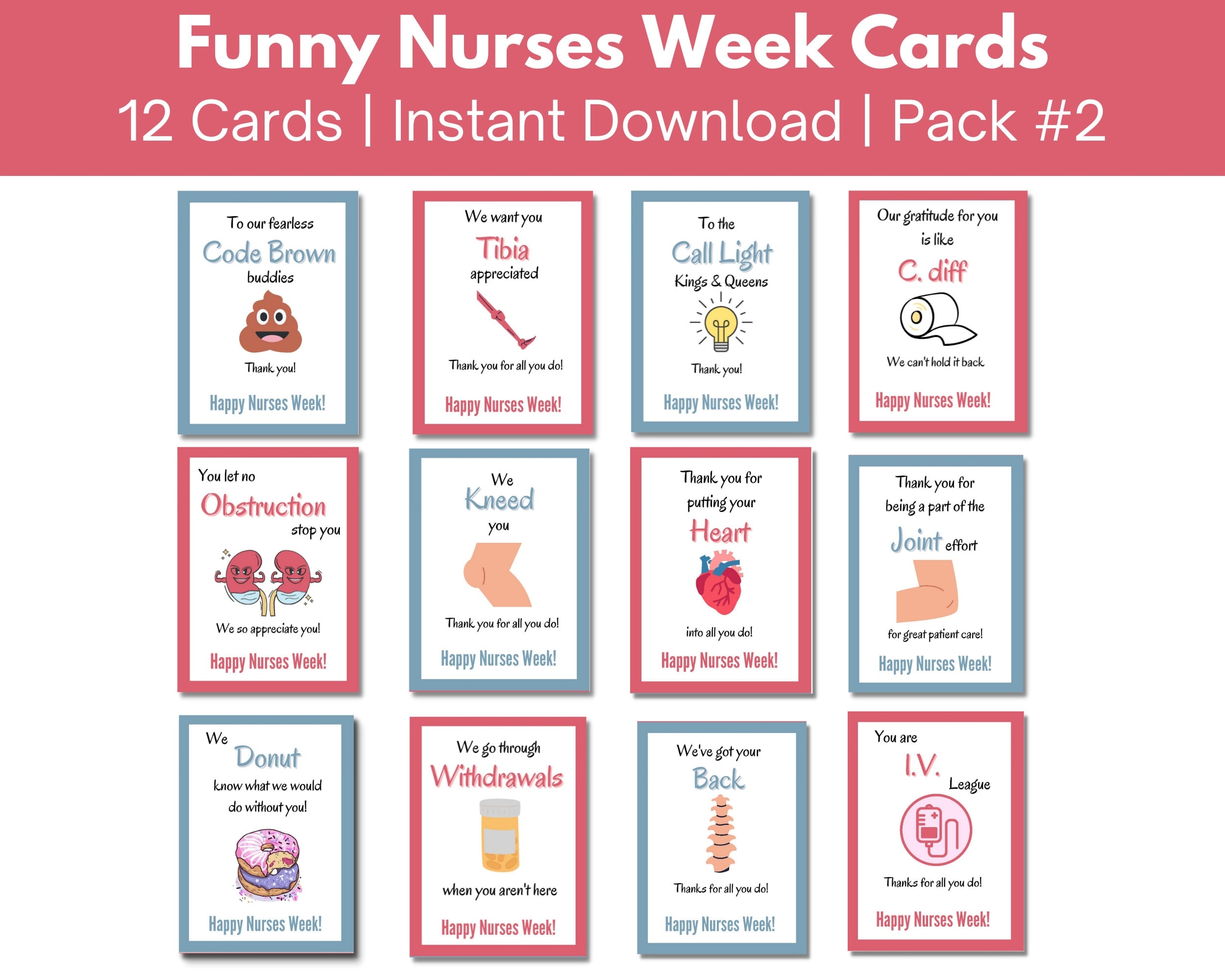 Nurses Week Printable Gift Tags Nurses Week Funny Medical Cards 