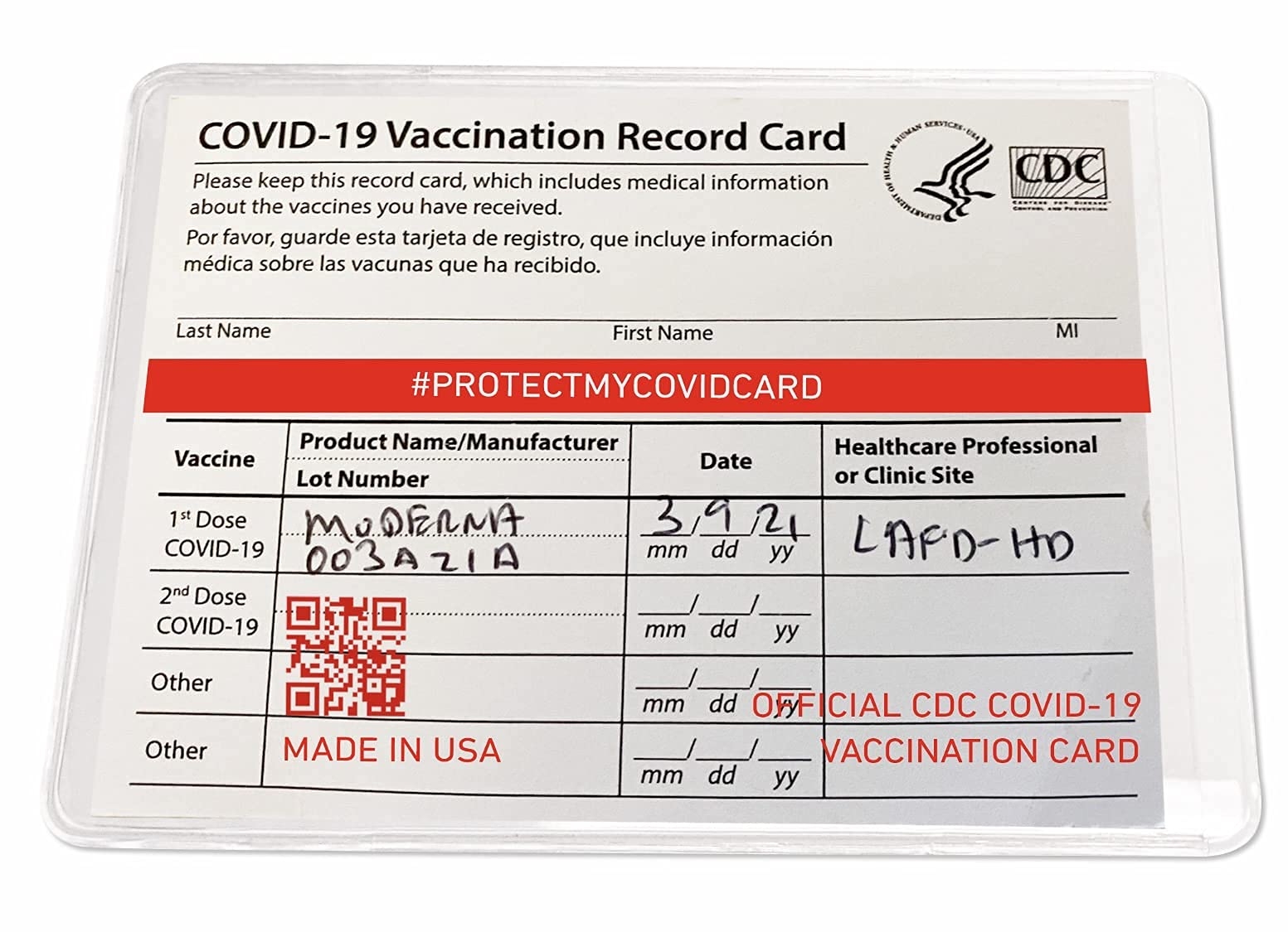 Official CDC COVID 19 Vaccination Card Protector Custom Made In USA 3 Pack Birthdate And Medical
