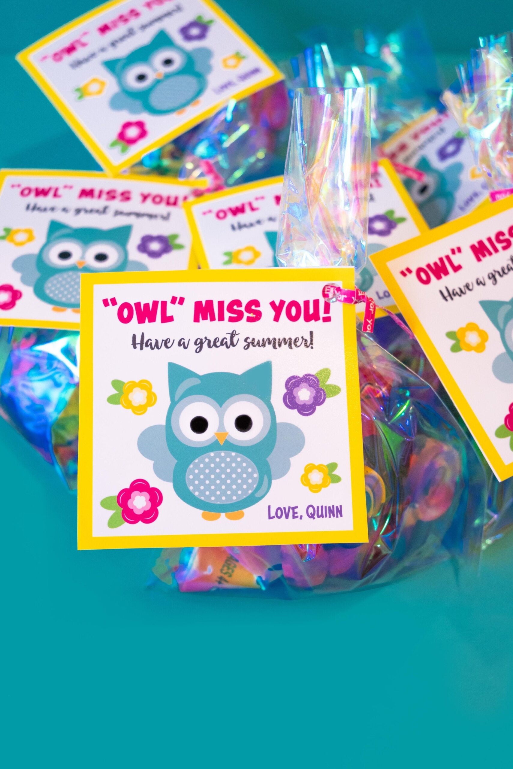 owl miss you printable card