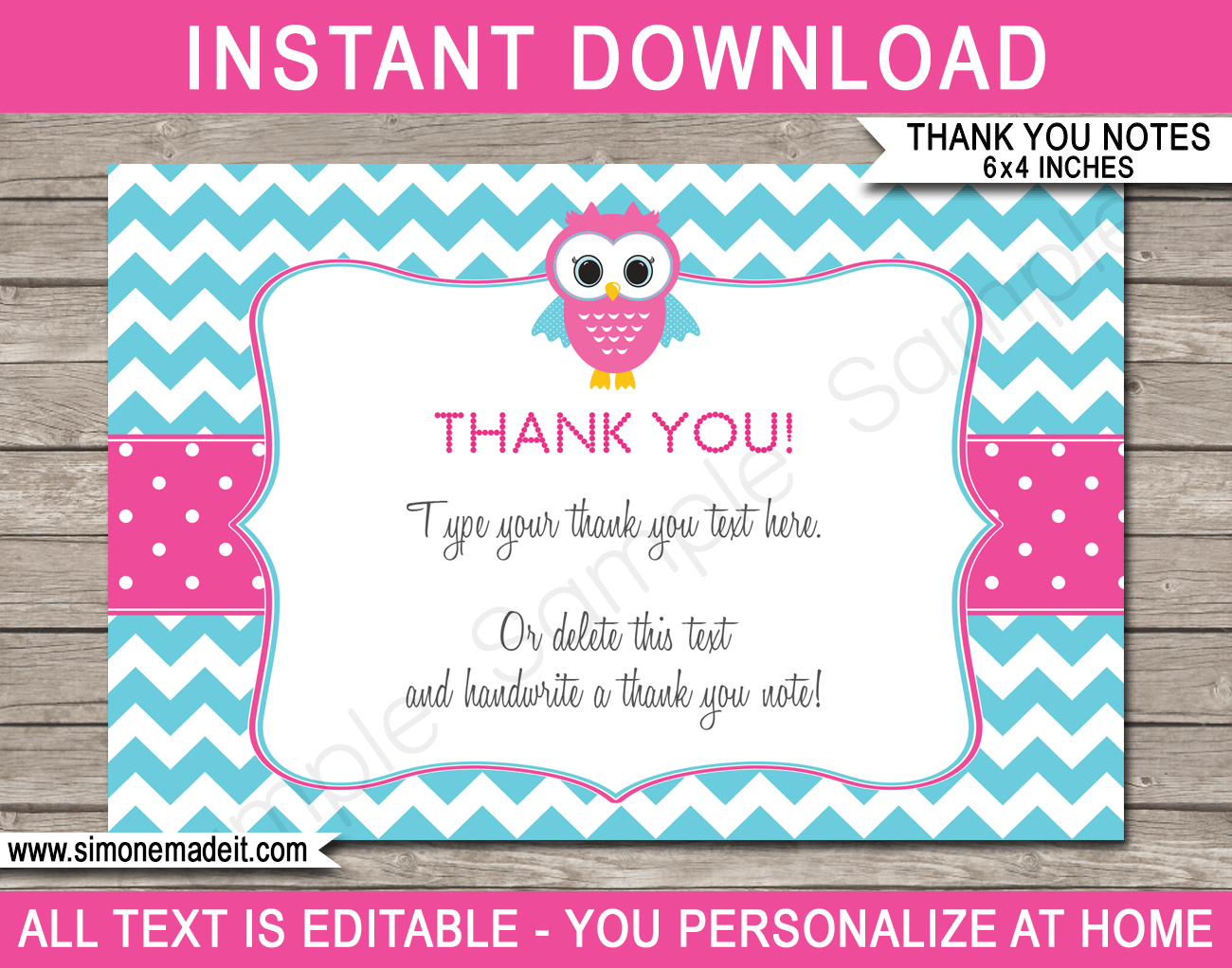 owl thank you cards printable
