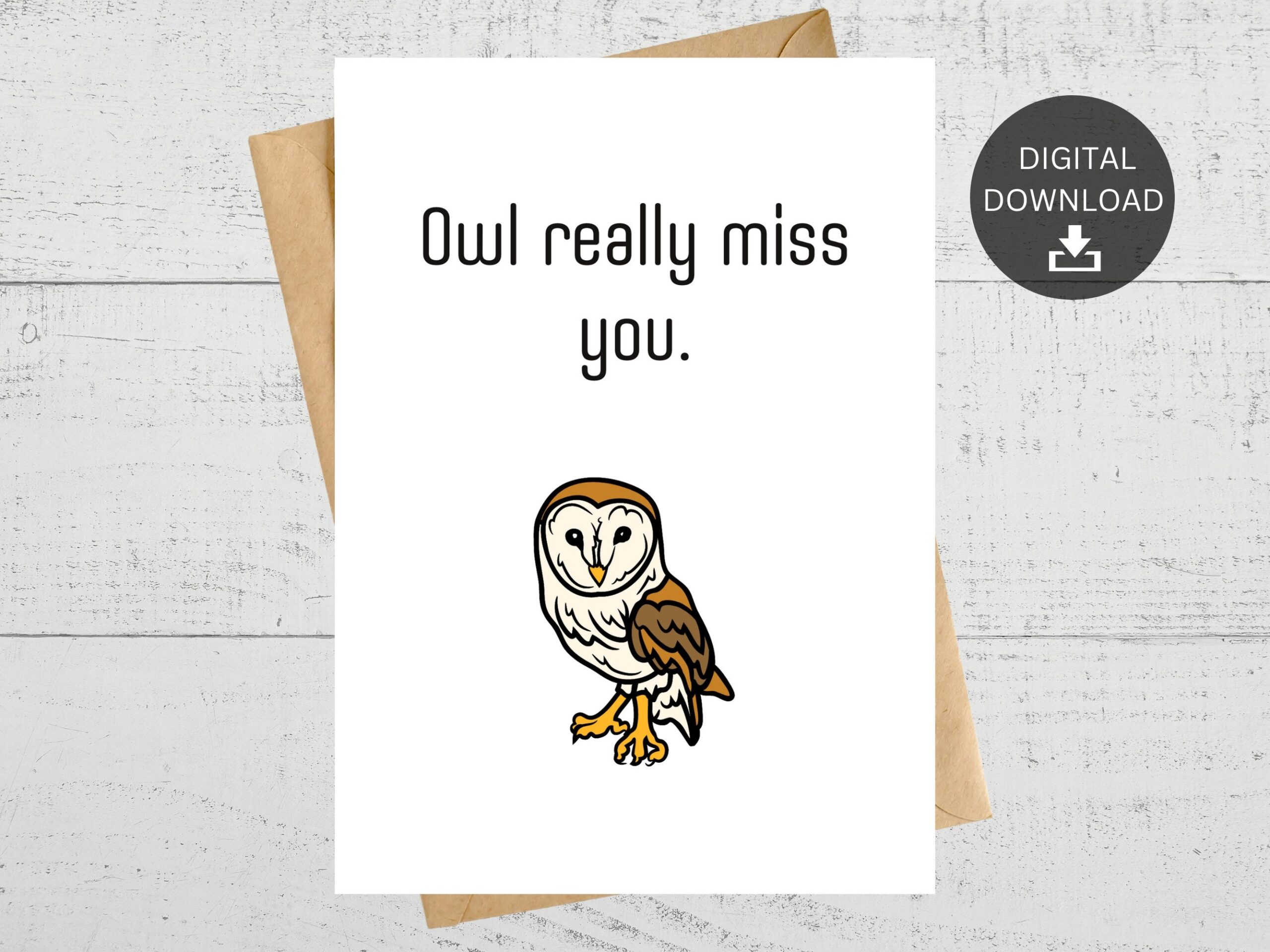 Owl Really Miss You Printable Card Instant Digital Download