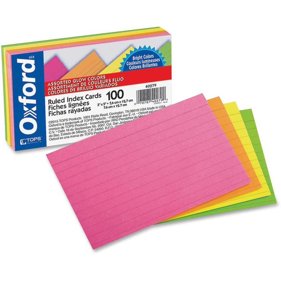 Oxford Printable Index Card Orange Yellow Pink Orange 10 Recycled Content