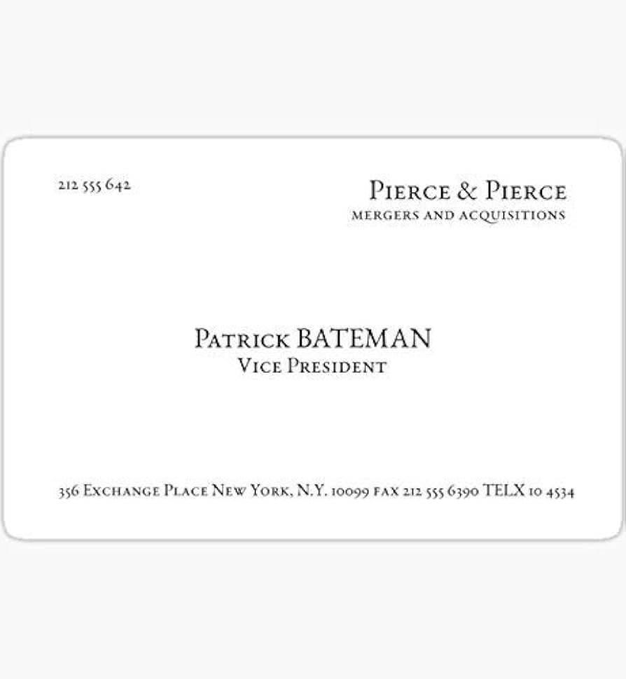 Patrick Bateman Business Card American Psycho Sticker Graphic Die Cut Sticker High Resolution Top Grade Vinyl