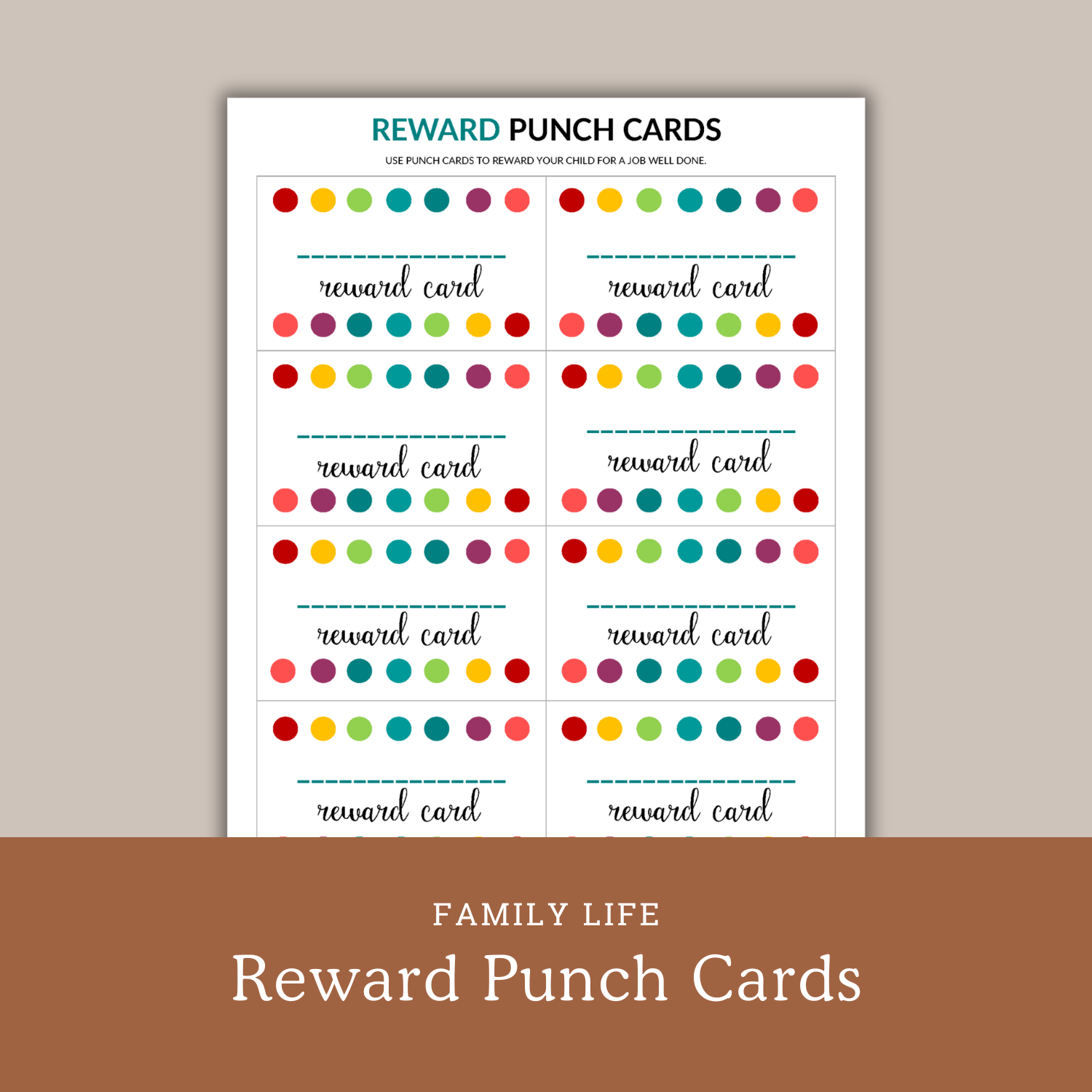 printable chore punch cards