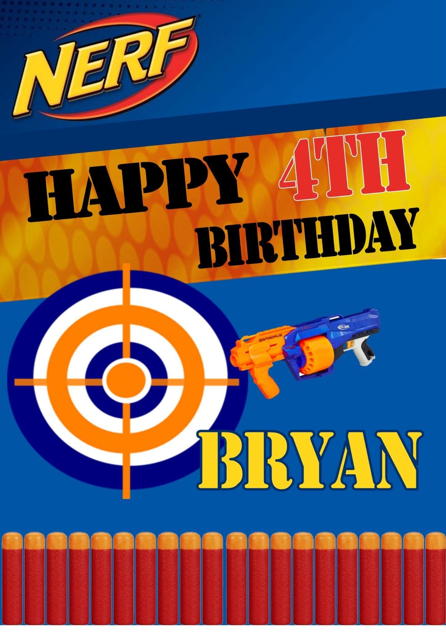Personalised Nerf Theme Birthday Card