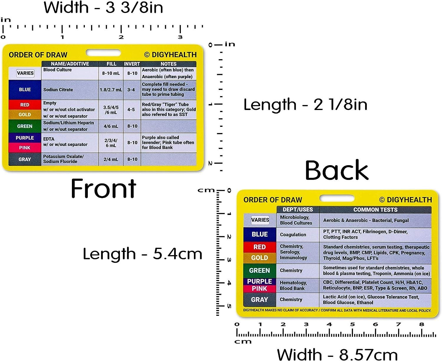 Phlebotomy Order Of Draw Badge Card Essential Cheat Sheet For 