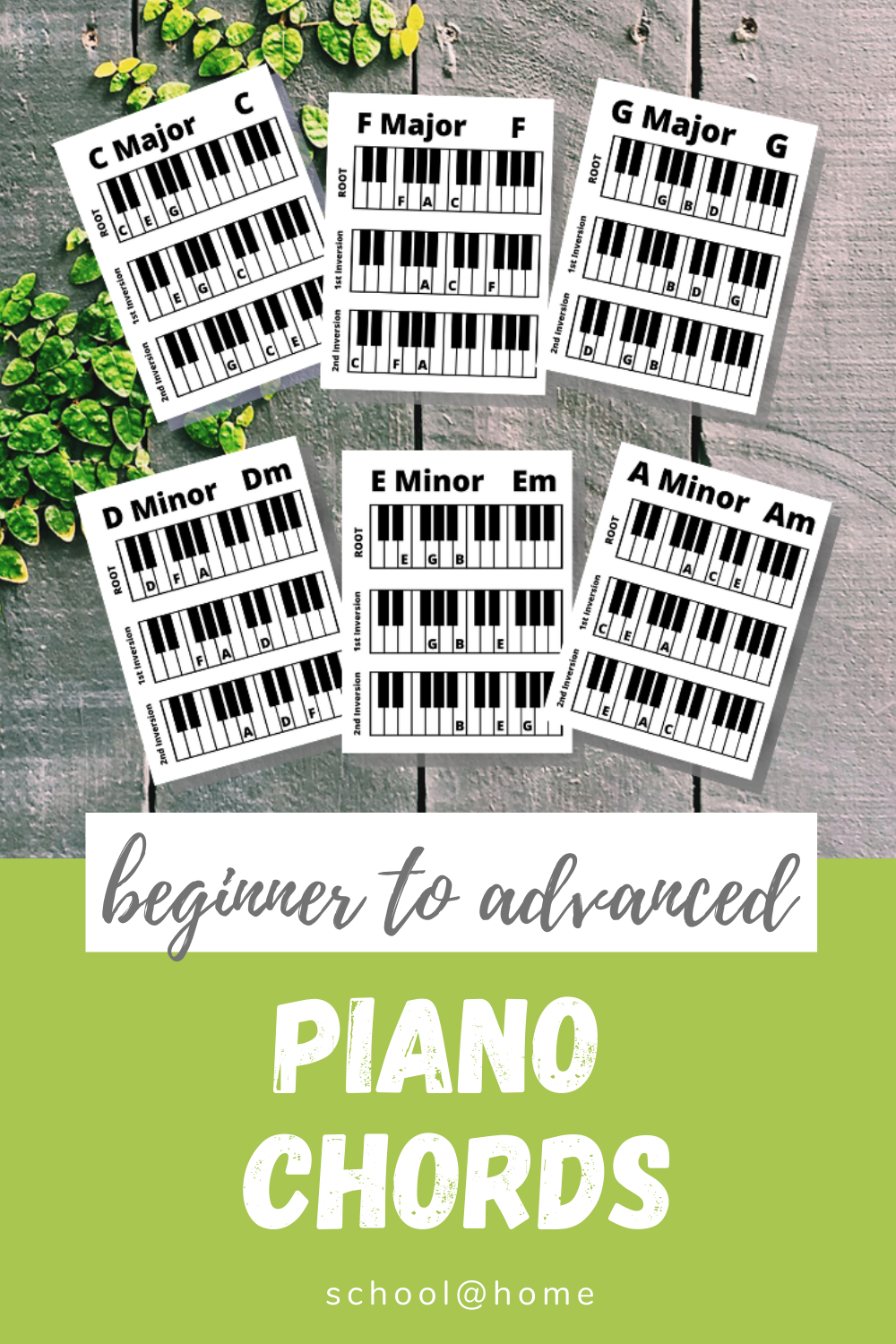 piano chords flash cards printable