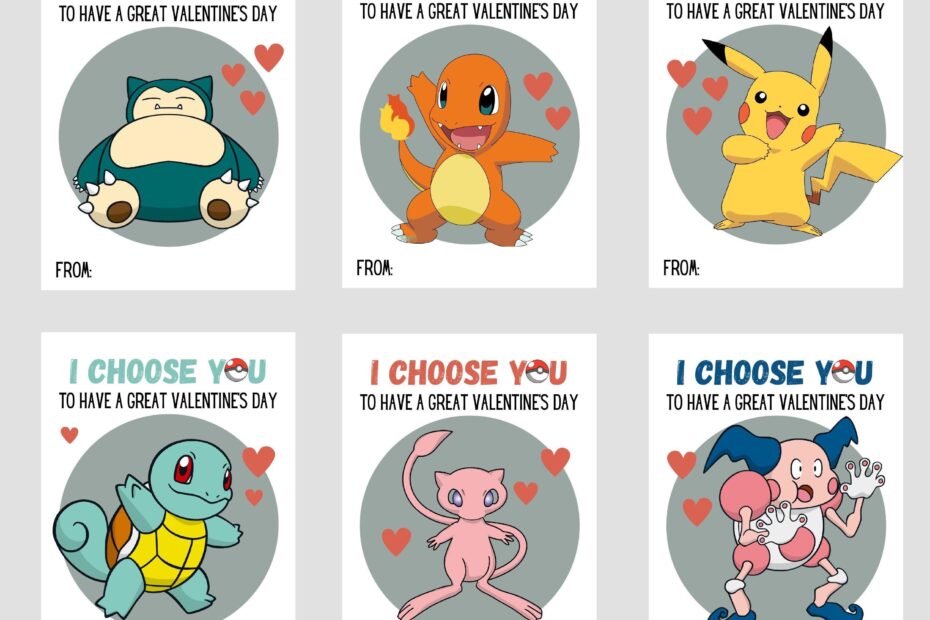 Pokemon Inspired Valentine s Day Cards Printable Class Valentine s Day Cards Anime Valentine s Etsy