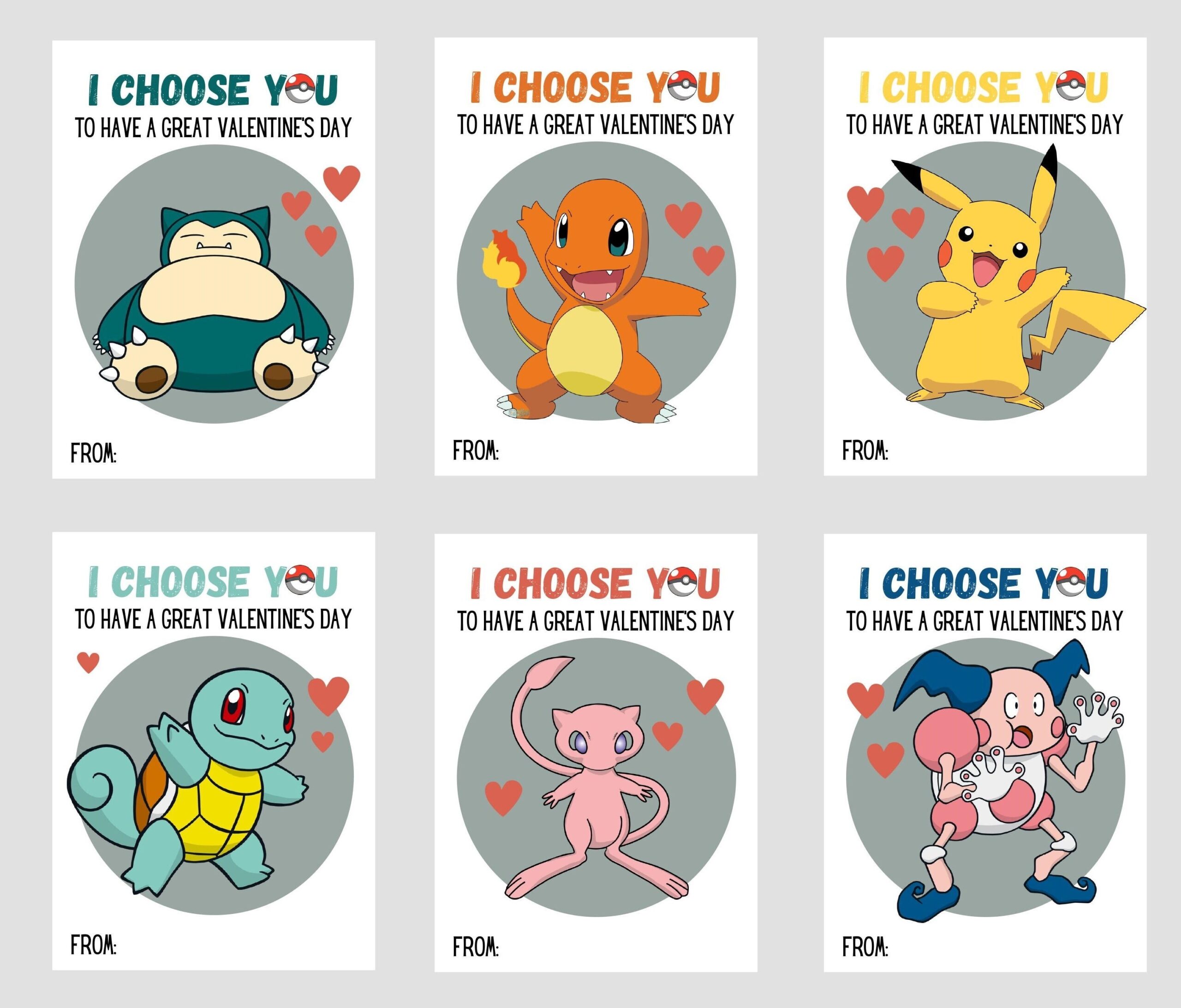Pokemon Inspired Valentine s Day Cards Printable Class Valentine s Day Cards Anime Valentine s Etsy