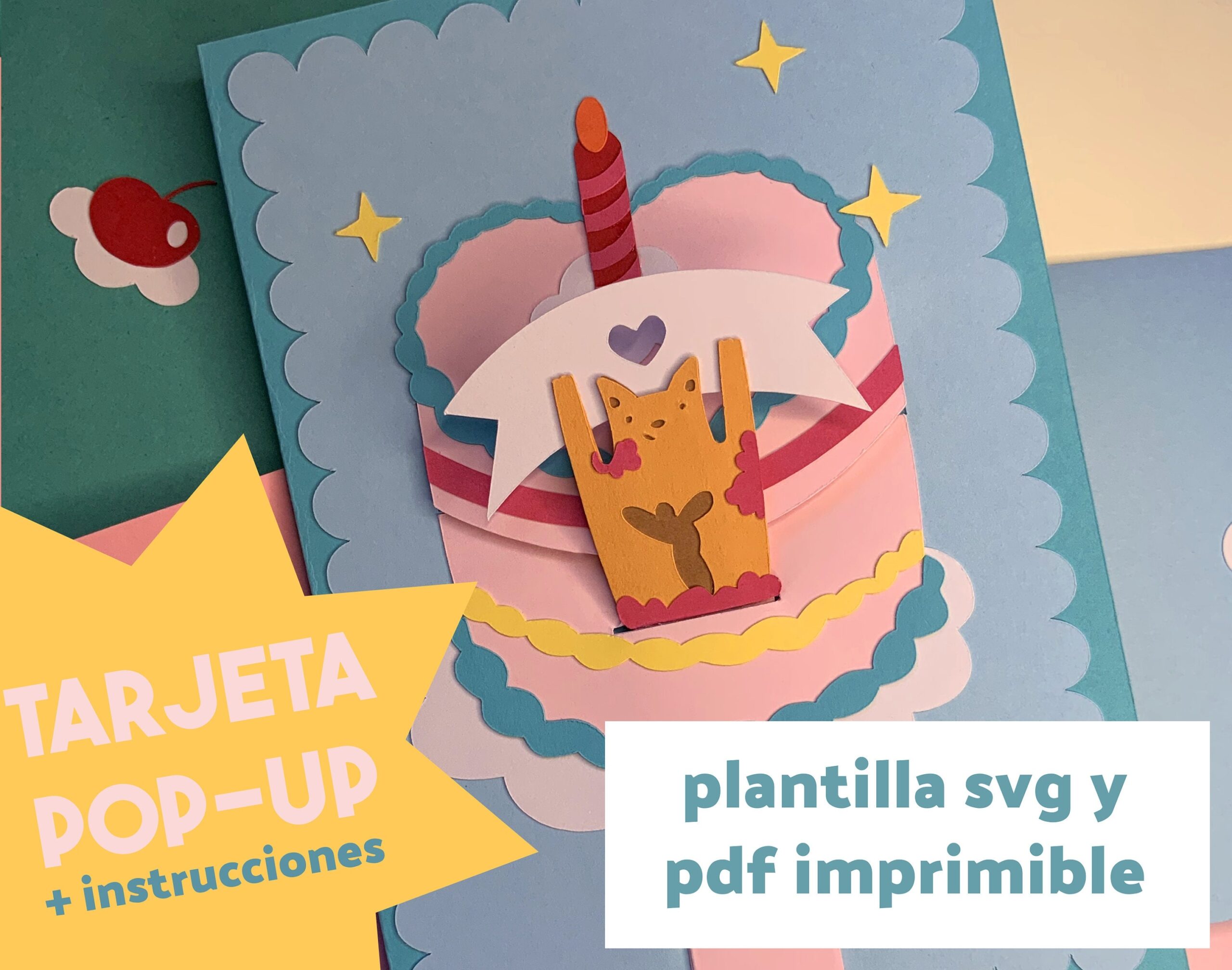 Pop up Birthday Card Template Printable PDF And SVG For Cricut Or Silhouette digital Download DIY Etsy