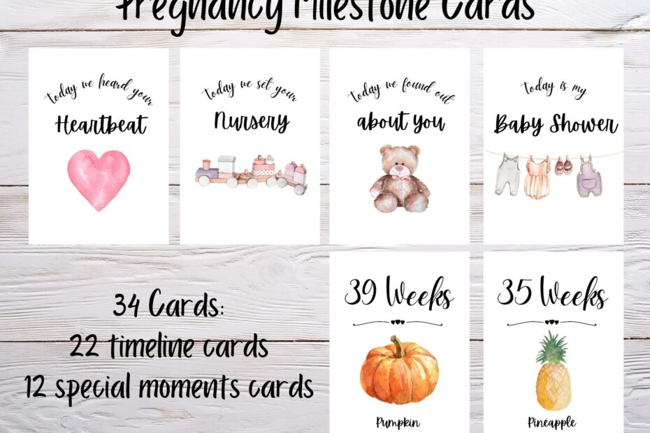 Pregnancy Milestone Cards Watercolor Pregnancy Journal Cards