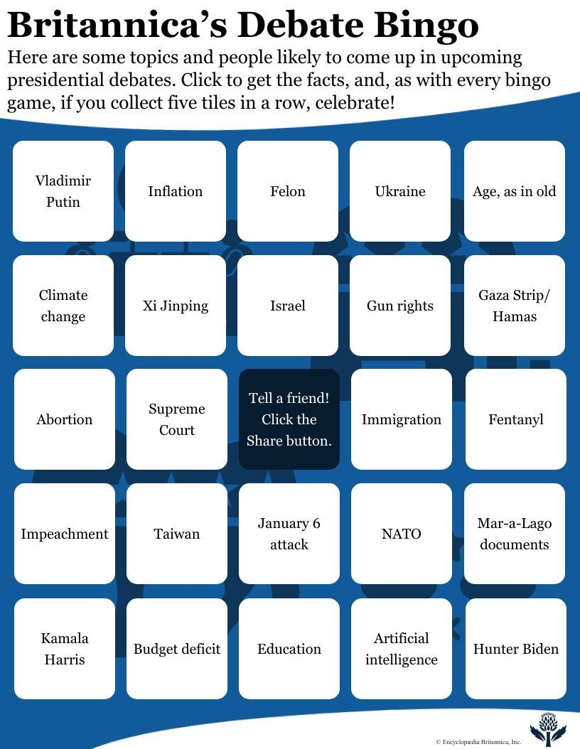 presidential debate bingo card printable