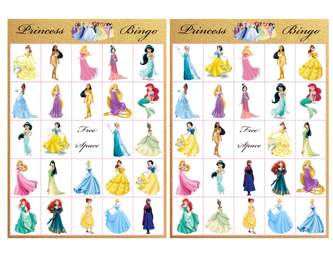 princess bingo cards free printable