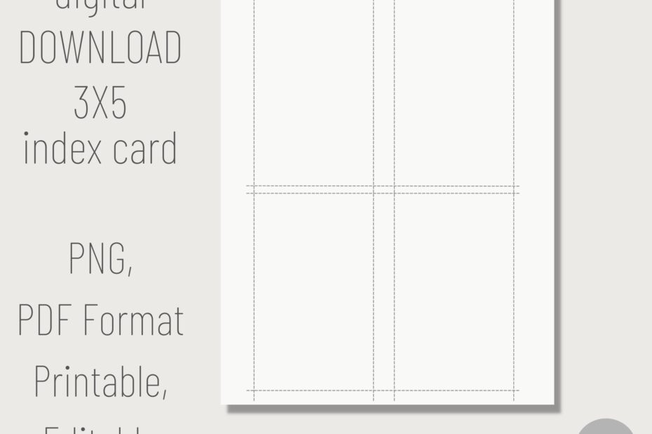 Printable 3x5 Index Card Digital Index Card Printable Note Cards Blank Index Cards Editable PDF Index Card Blank Flash Card Template