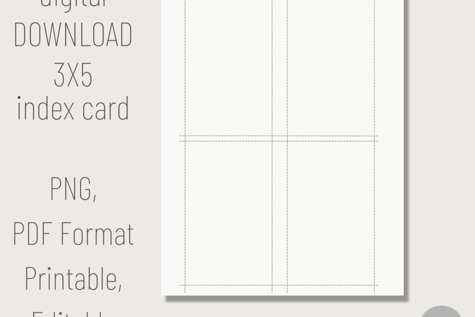 Printable 3x5 Index Card Digital Index Card Printable Note Cards Blank Index Cards Editable PDF Index Card Blank Flash Card Template