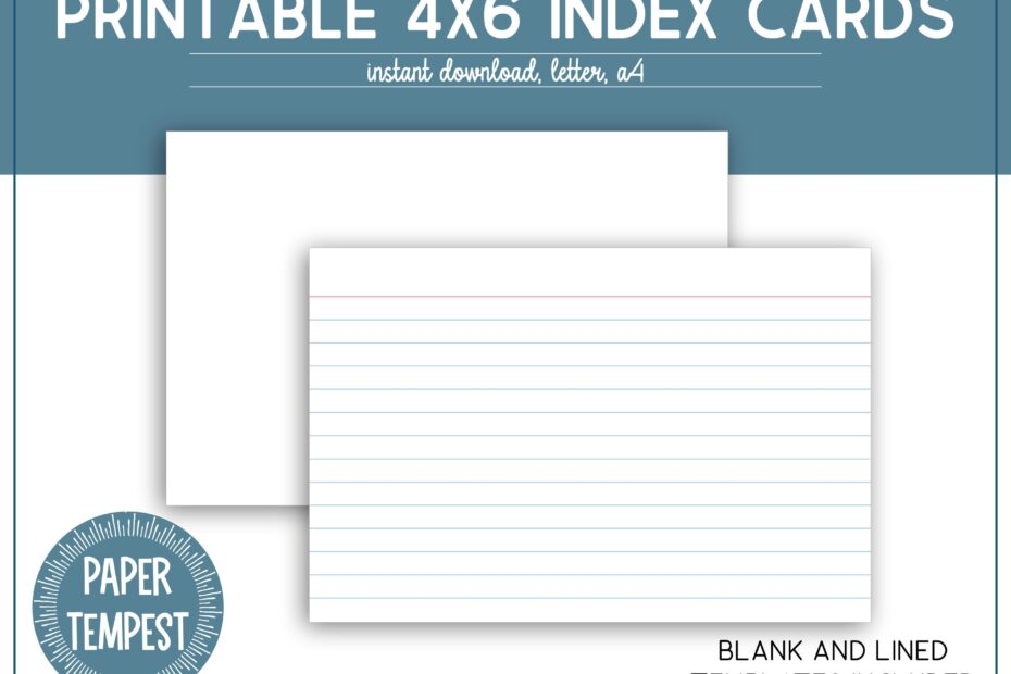 Printable 4x6 Index Cards Printable Lined Index Cards Unruled Blank Notecards Index Cards Template Flash Cards Recipe Cards Etsy