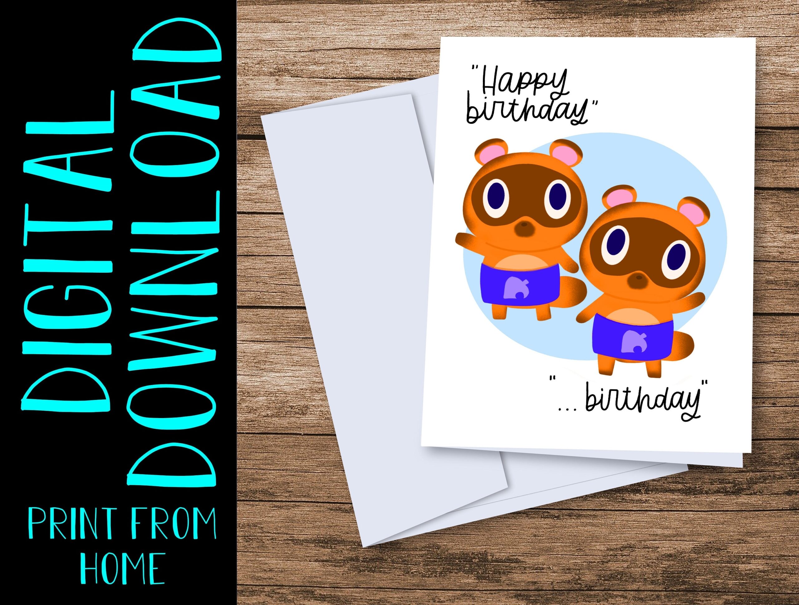 PRINTABLE Animal Crossing Happy Birthday Birthday Card DIGITAL DOWNLOAD