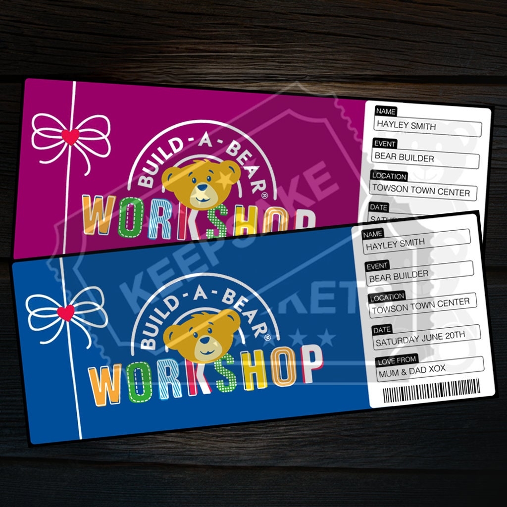 Printable Bear Workshop Invite Ticket Teddy Bear Builder Surprise Gift Reveal Editable Personalized Keepsake Instant PDF Download Etsy